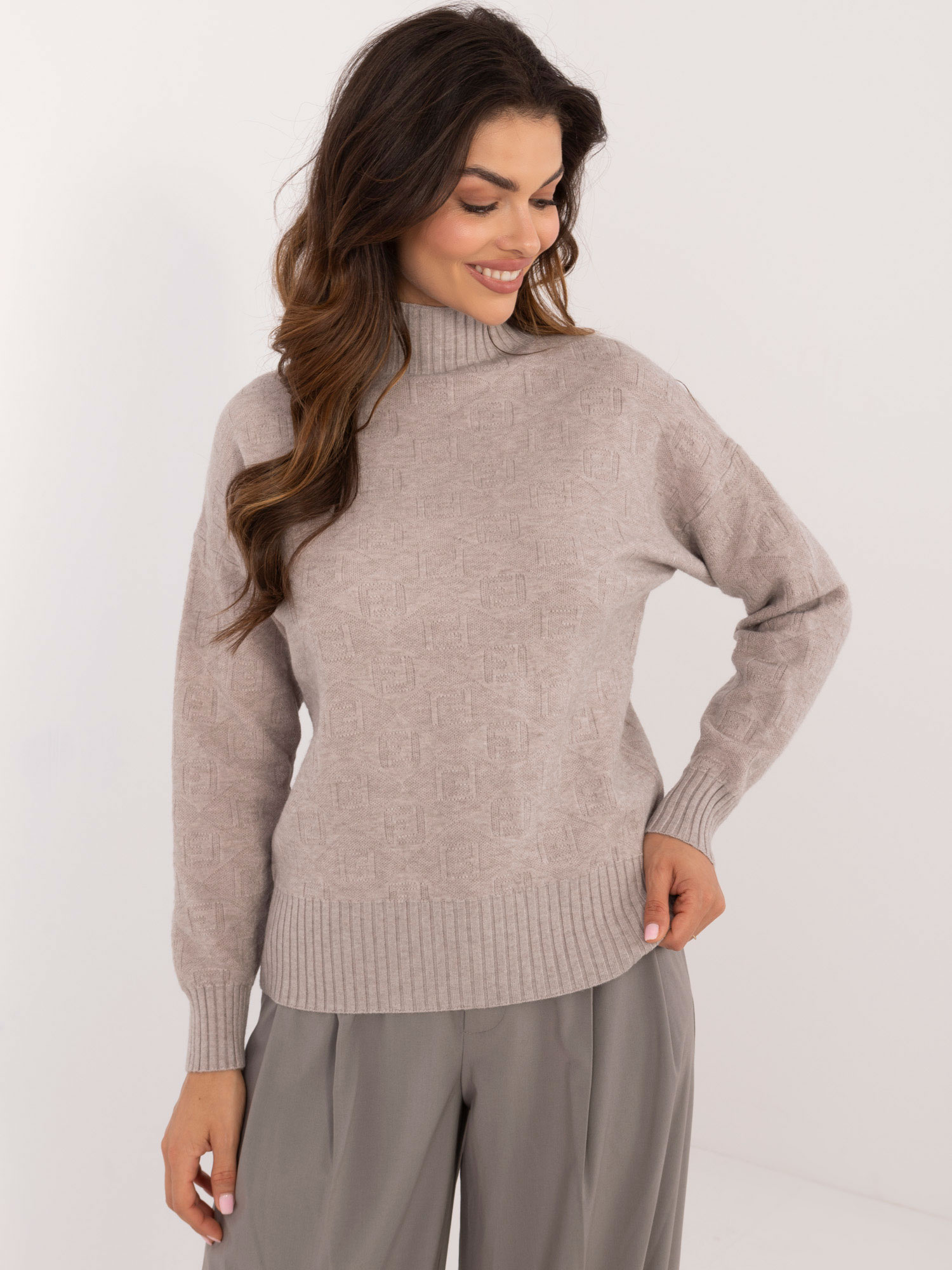 Sweter , beżowy - Wool Fashion Italia