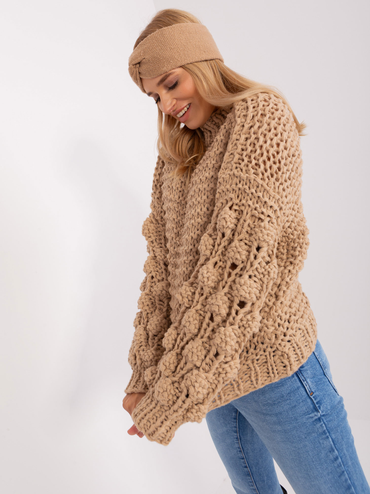Sweter , beżowy - Wool Fashion Italia