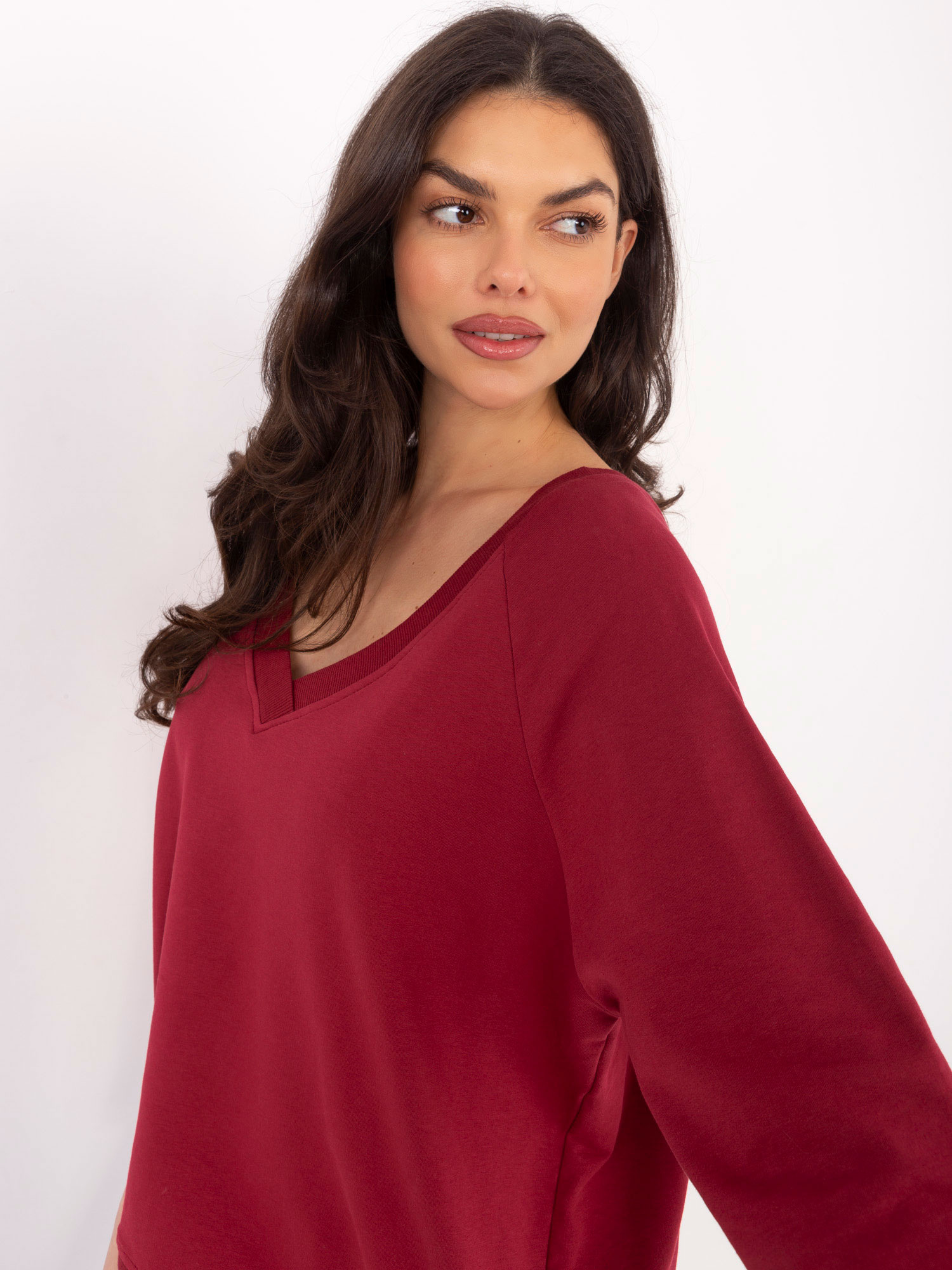 Bluza , bordowy - RUE PARIS - obrazek 4