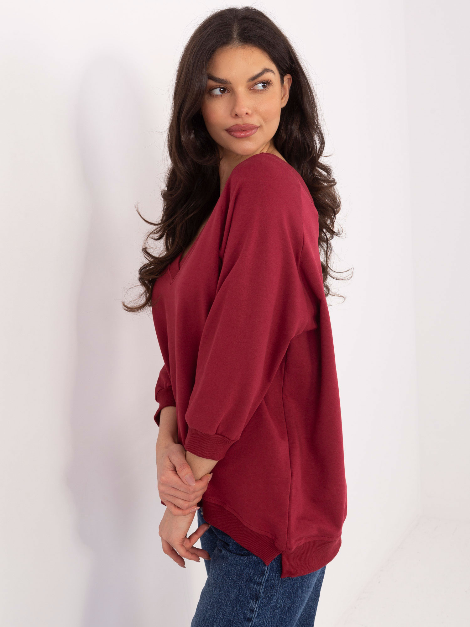 Bluza , bordowy - RUE PARIS - obrazek 5