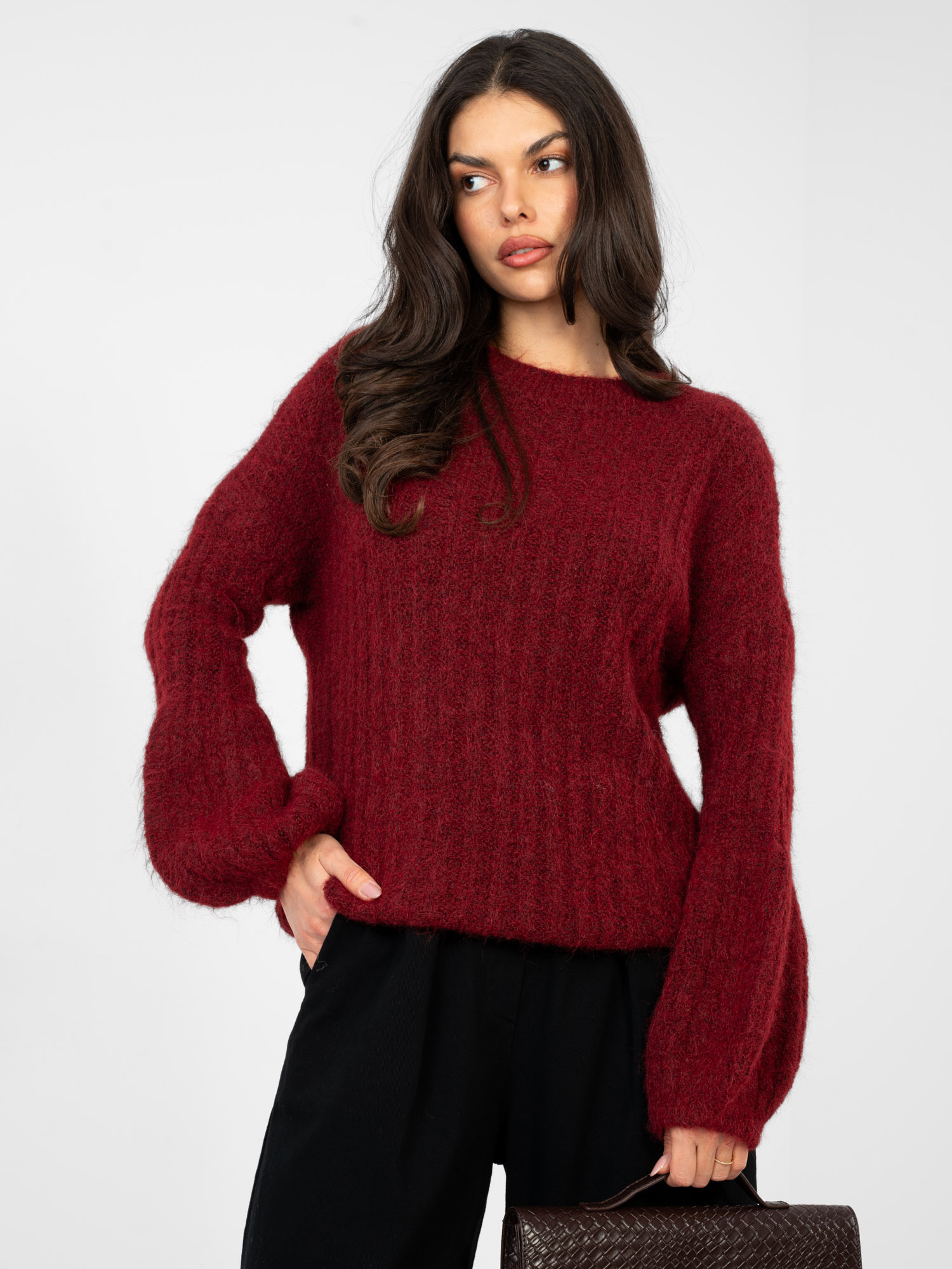 Sweter , bordowy - ITALY MODA