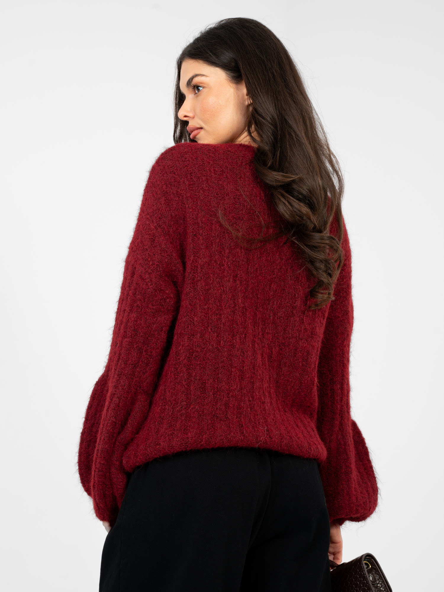 Sweter , bordowy - ITALY MODA - obrazek 2