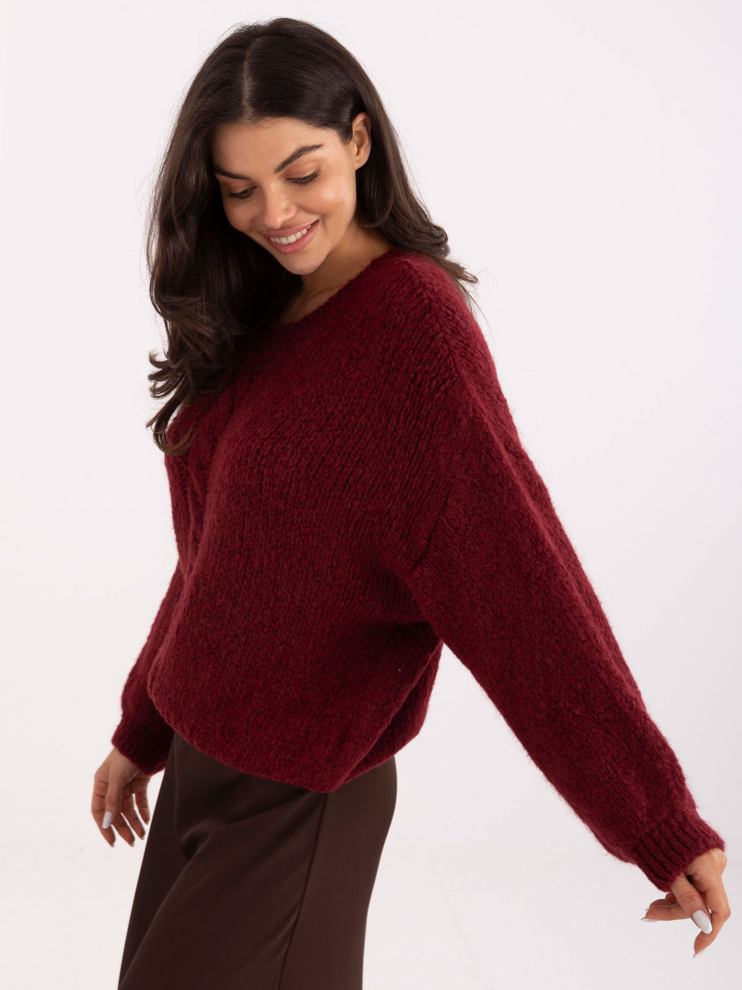 Sweter , bordowy - ITALY MODA
