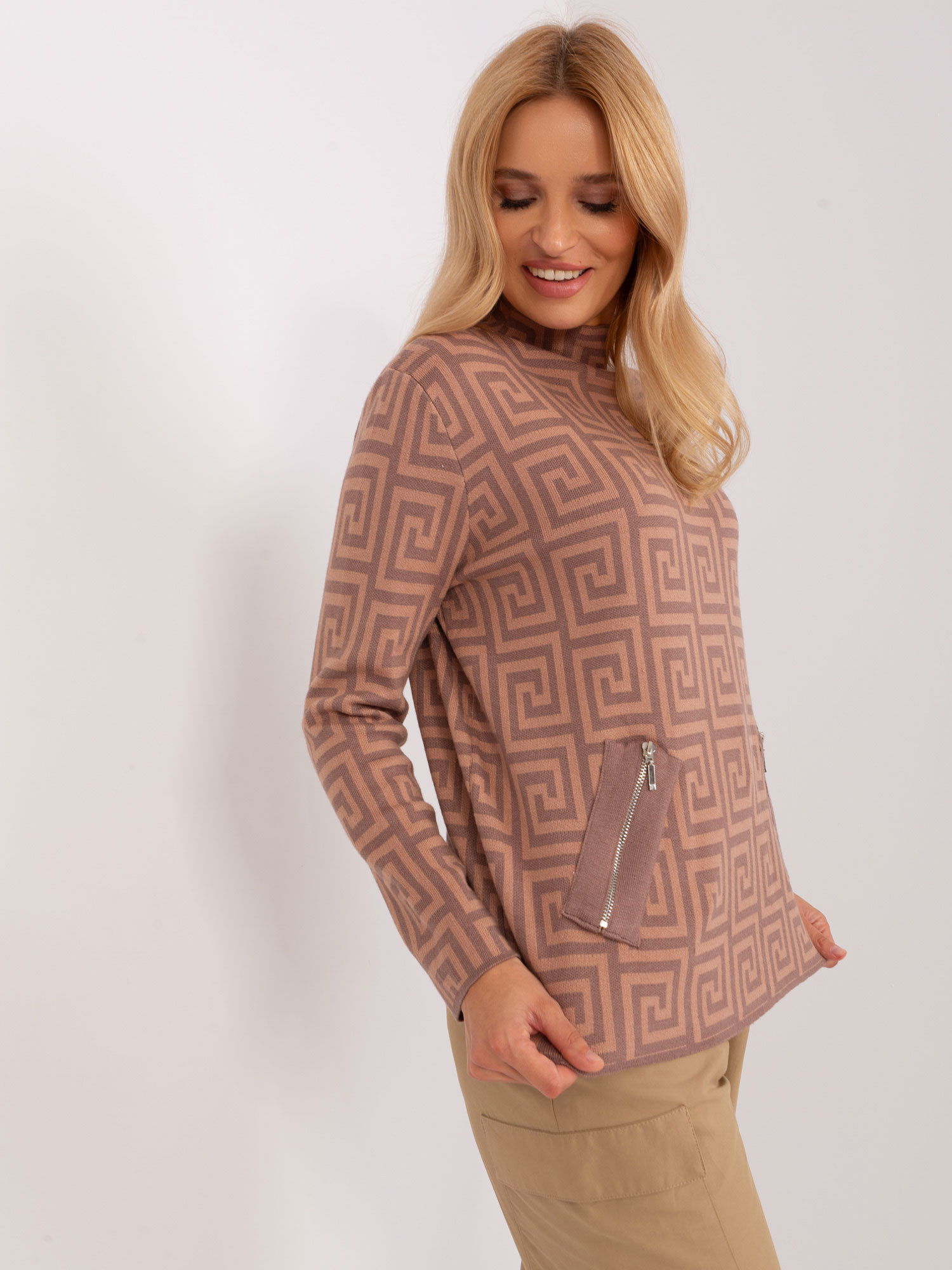 Sweter , jasny brązowy - Wool Fashion Italia