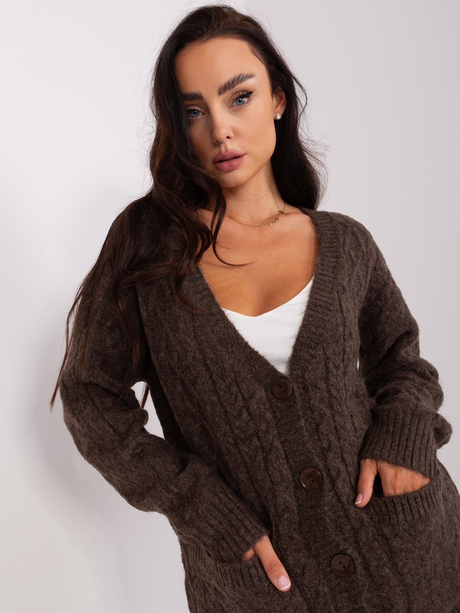 Sweter , brązowy - Wool Fashion Italia