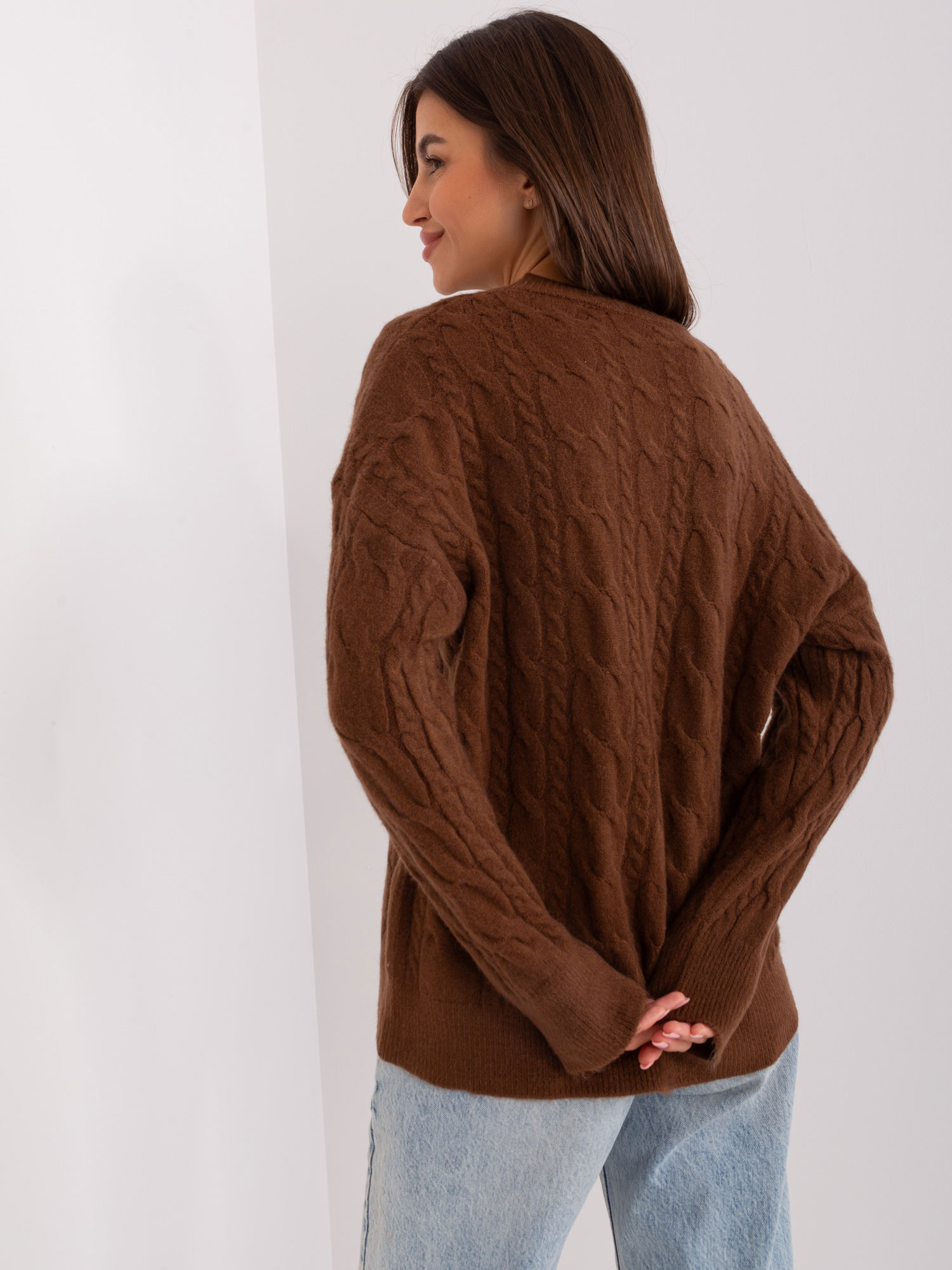 Sweter , brązowy - Wool Fashion Italia