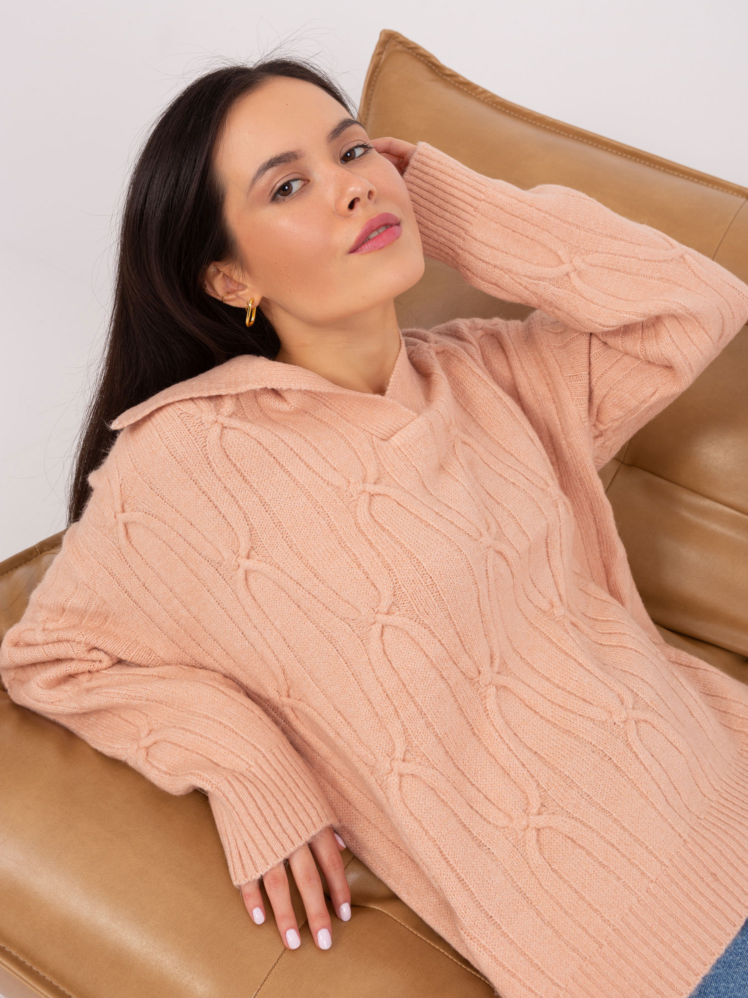 Sweter , brzoskwiniowy - Wool Fashion Italia