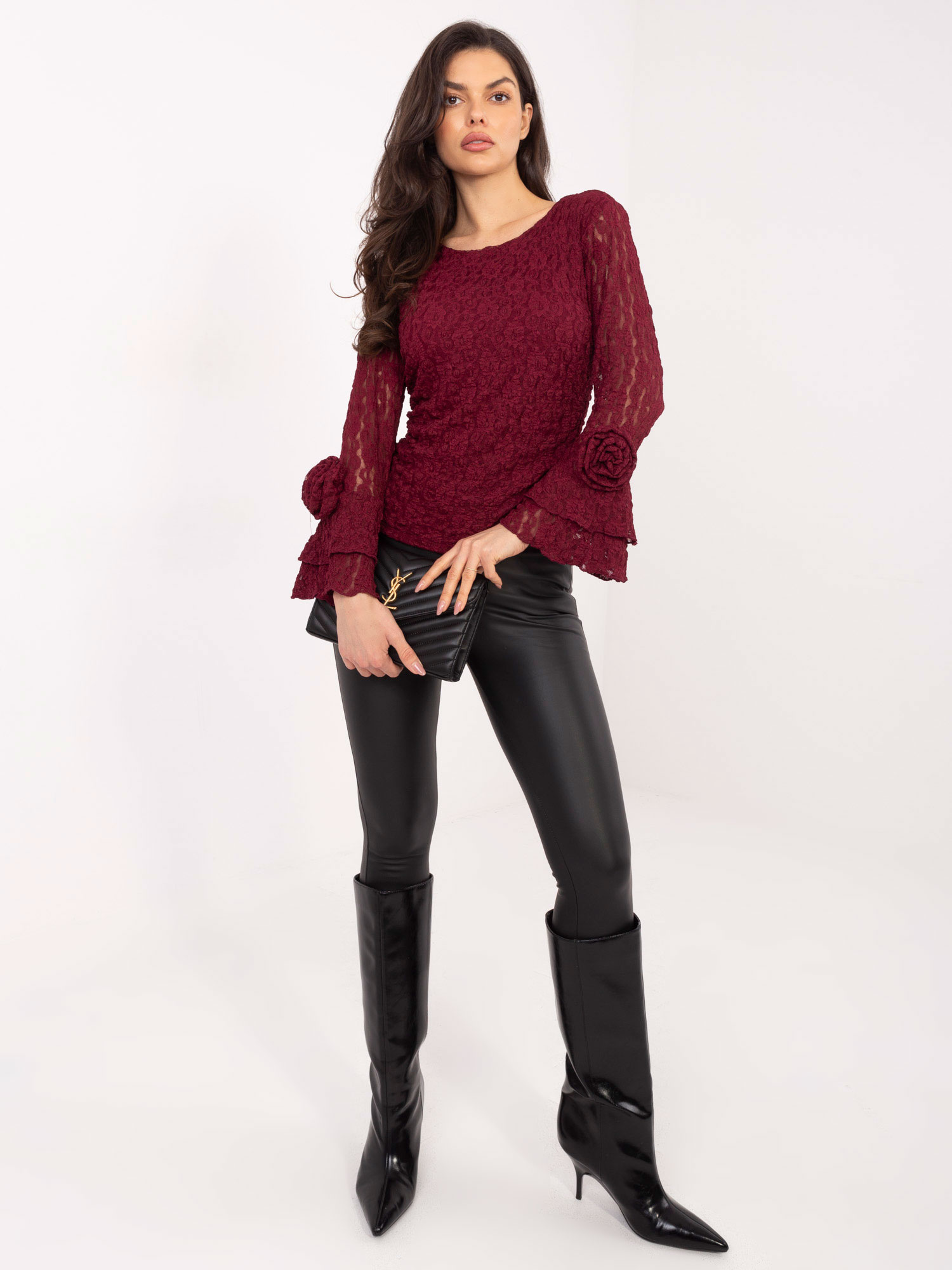 Bluzka , bordowy - ITALY MODA - obrazek 2