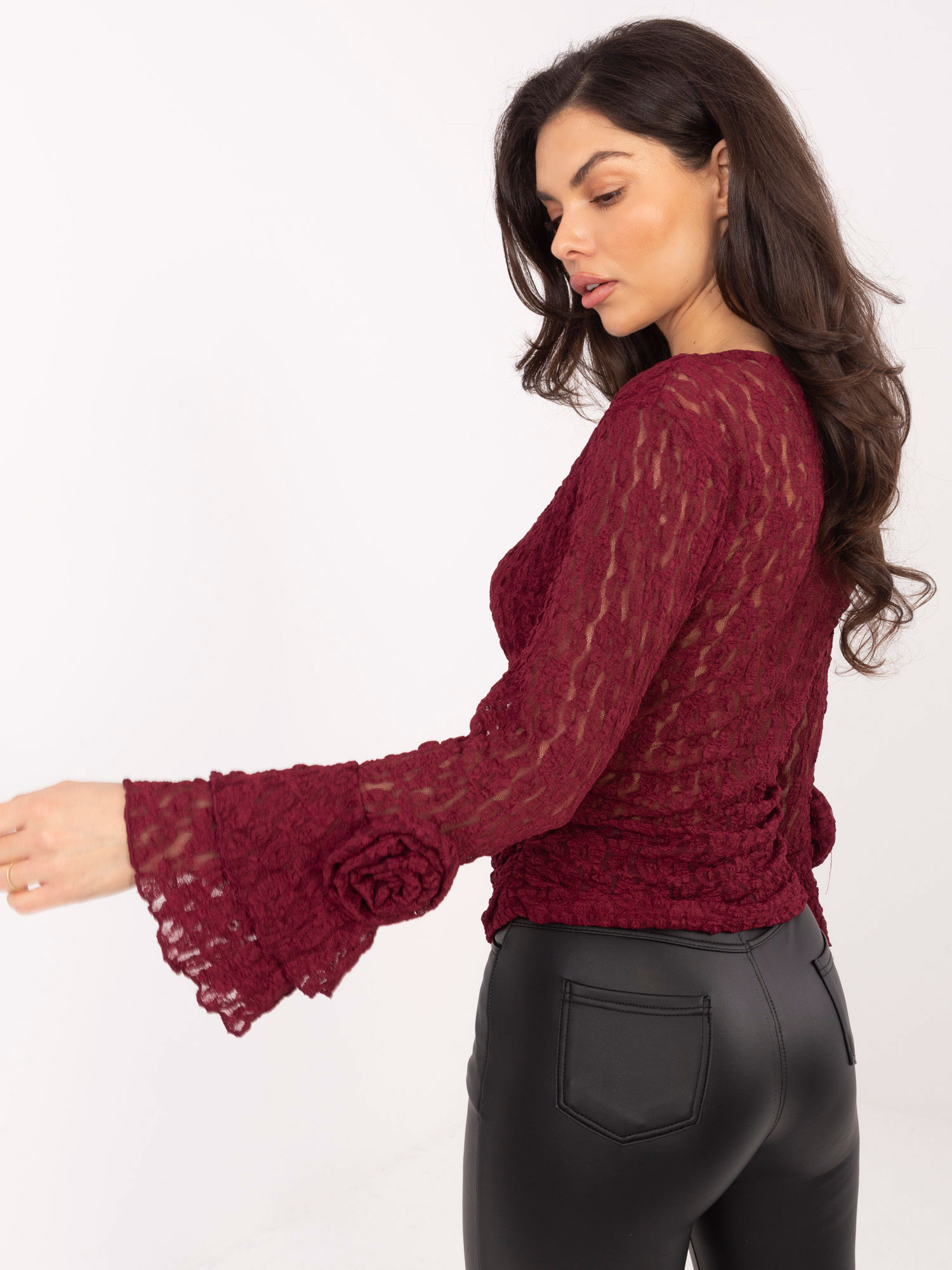 Bluzka , bordowy - ITALY MODA - obrazek 4