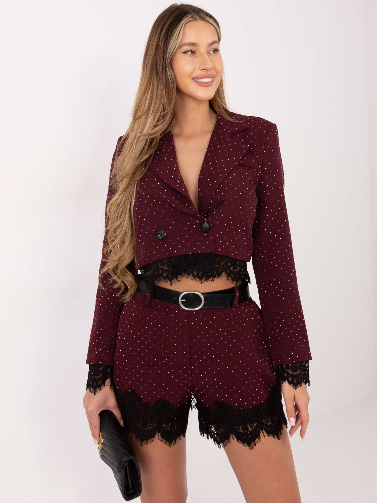 Szorty , ciemny czerwony - ITALY MODA - obrazek 3