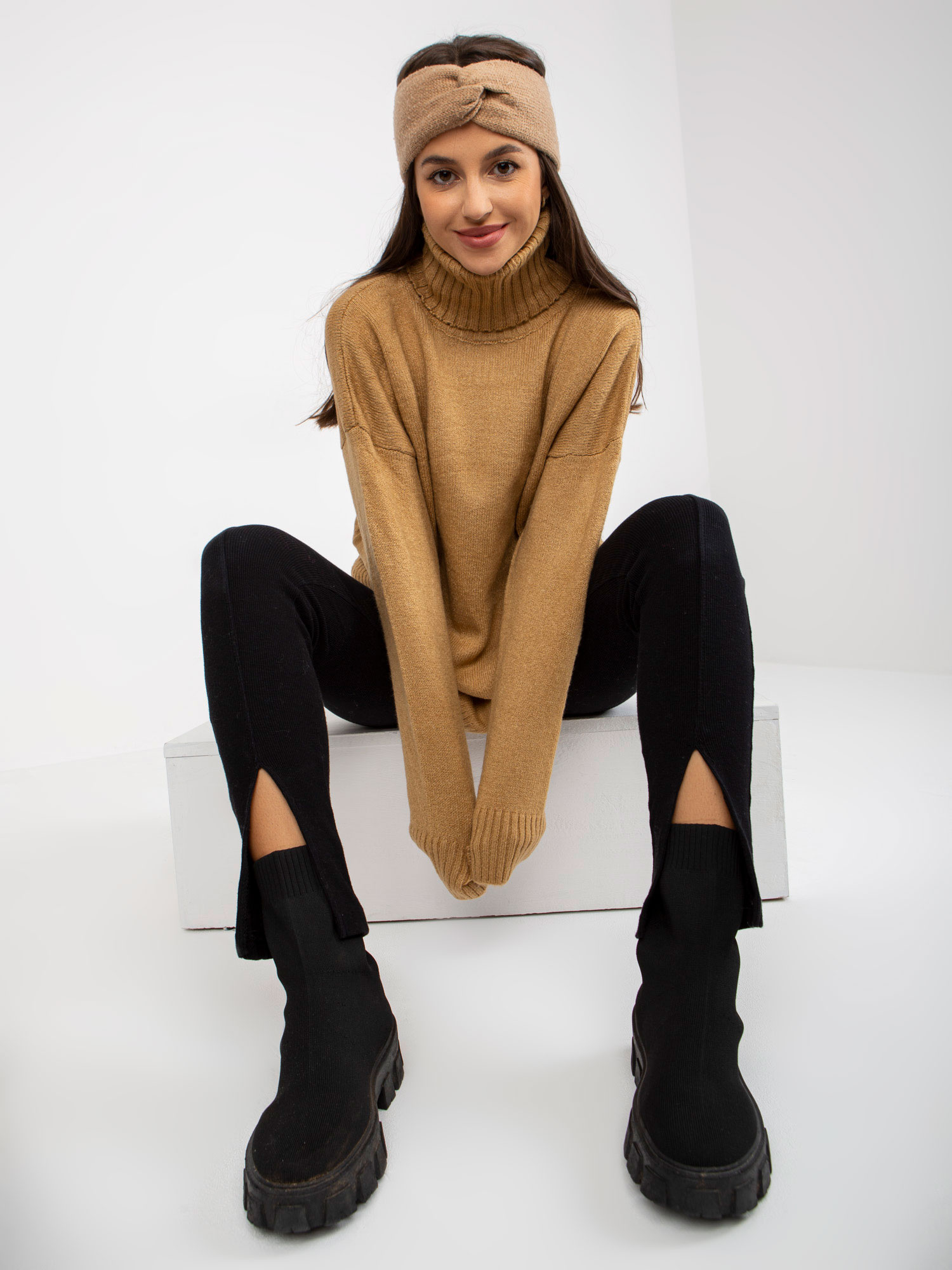 Sweter , camelowy - RUE PARIS