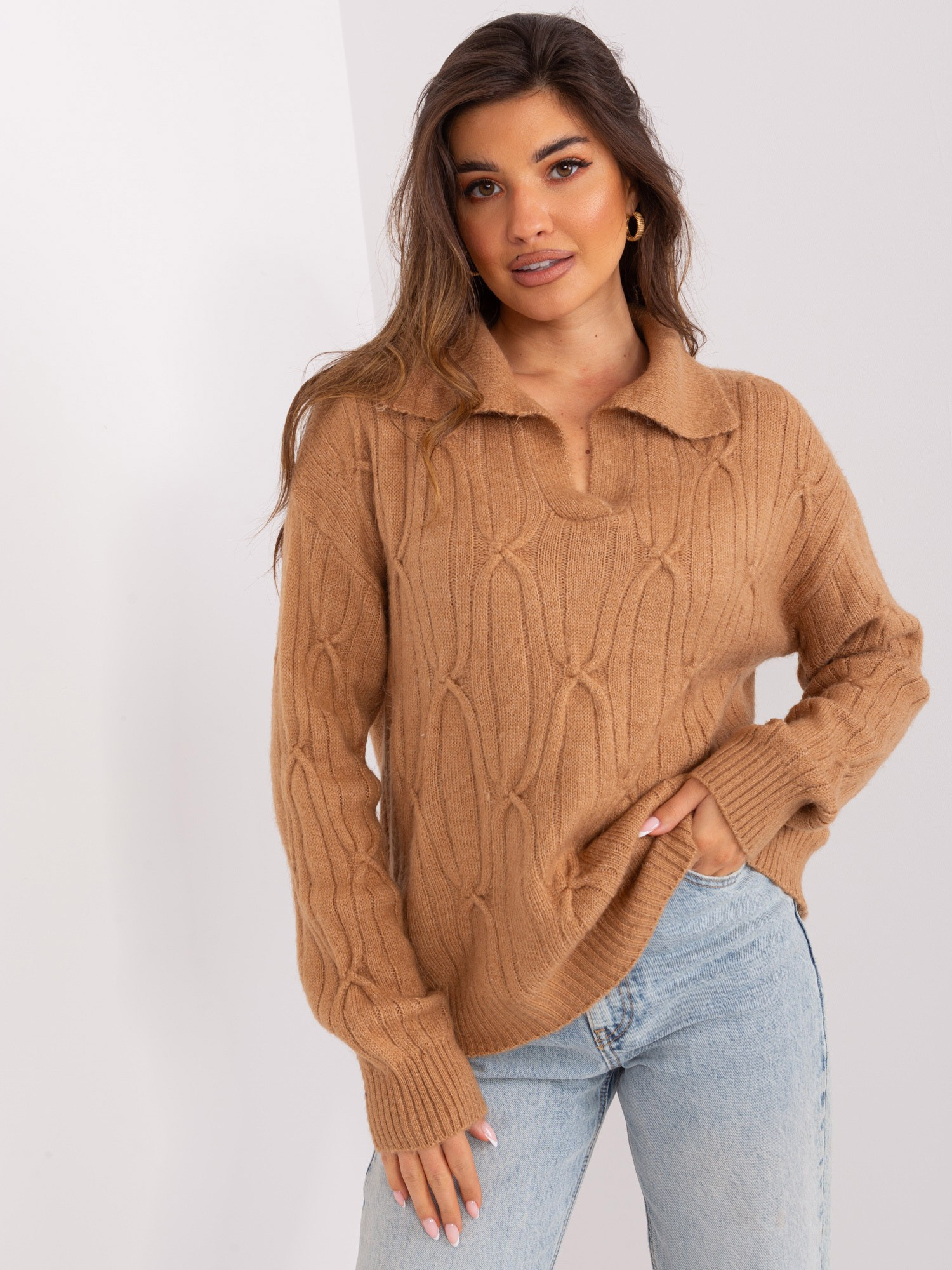 Sweter , camelowy - Wool Fashion Italia