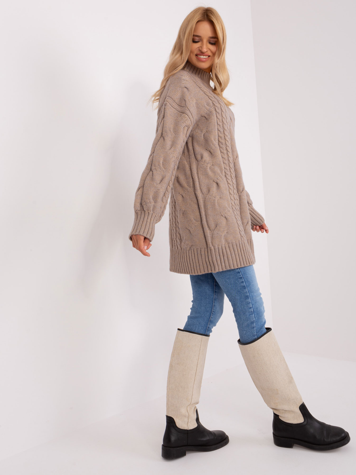 Sweter , ciemny bezowy - Wool Fashion Italia