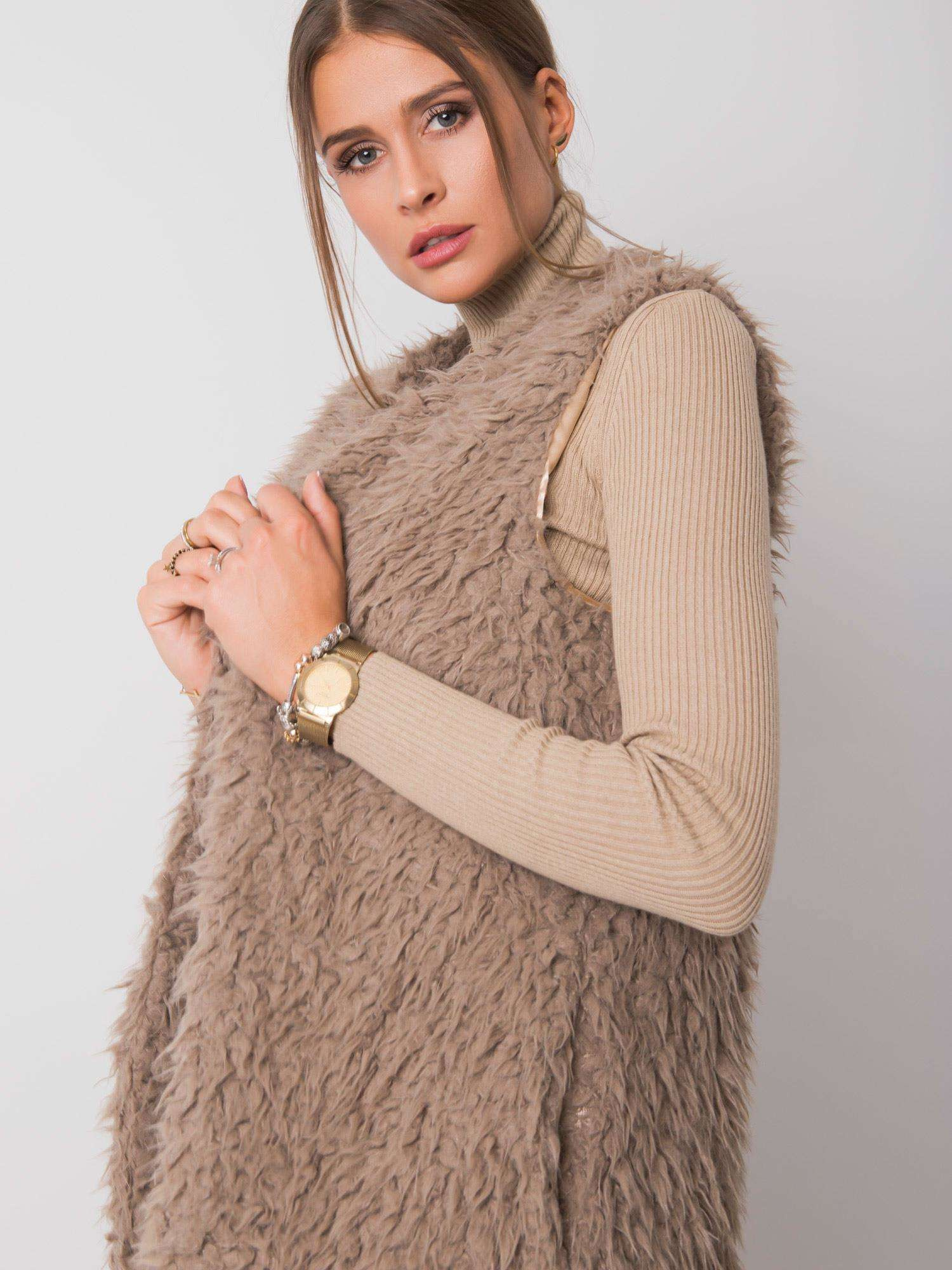 Kamizelka , ciemny bezowy - Wool Fashion Italia