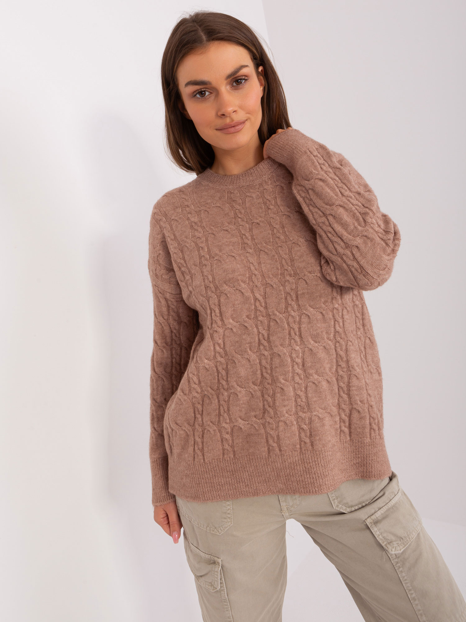 Sweter , ciemny bezowy - Wool Fashion Italia