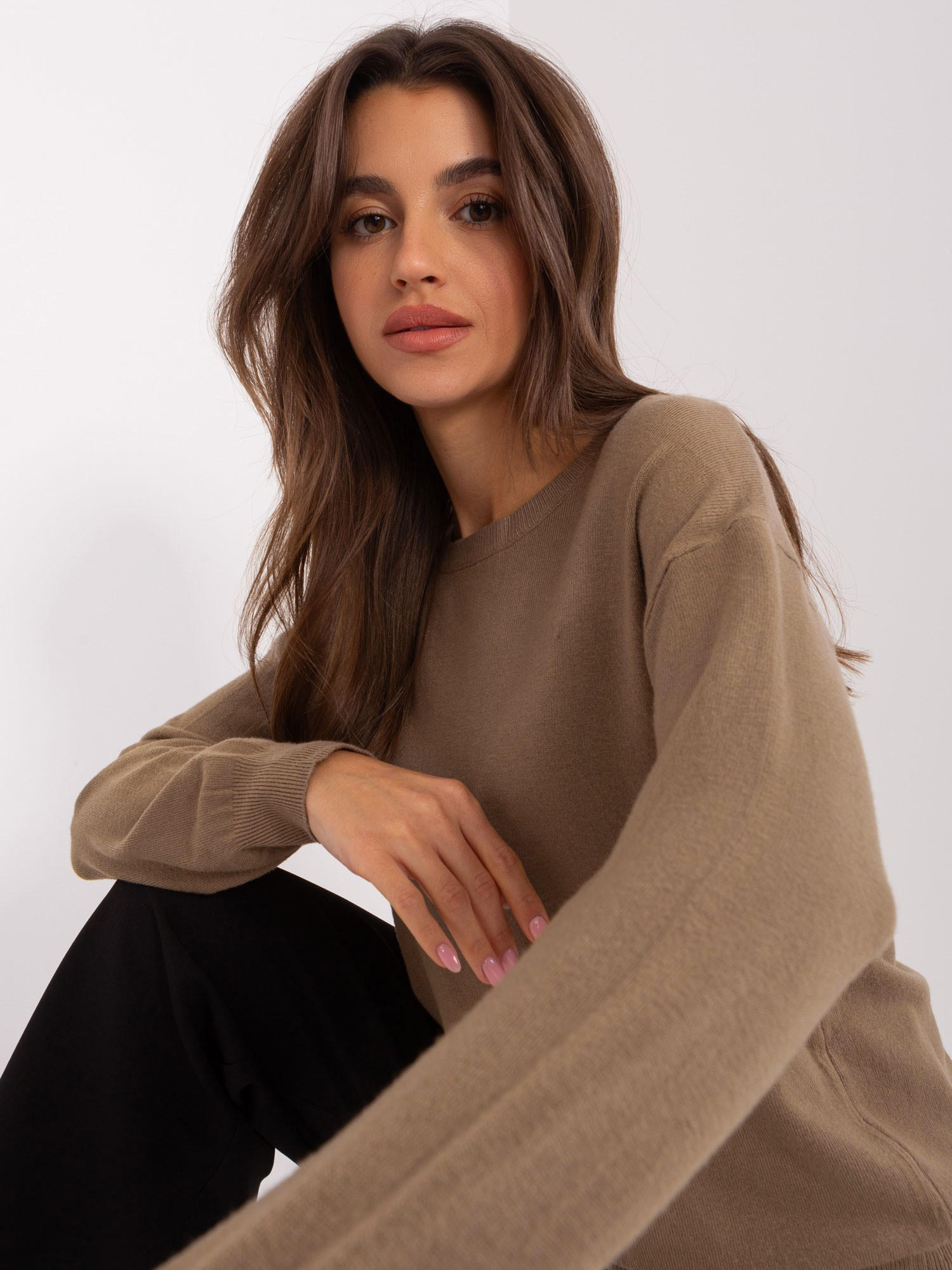 Sweter , brązowy - Wool Fashion Italia