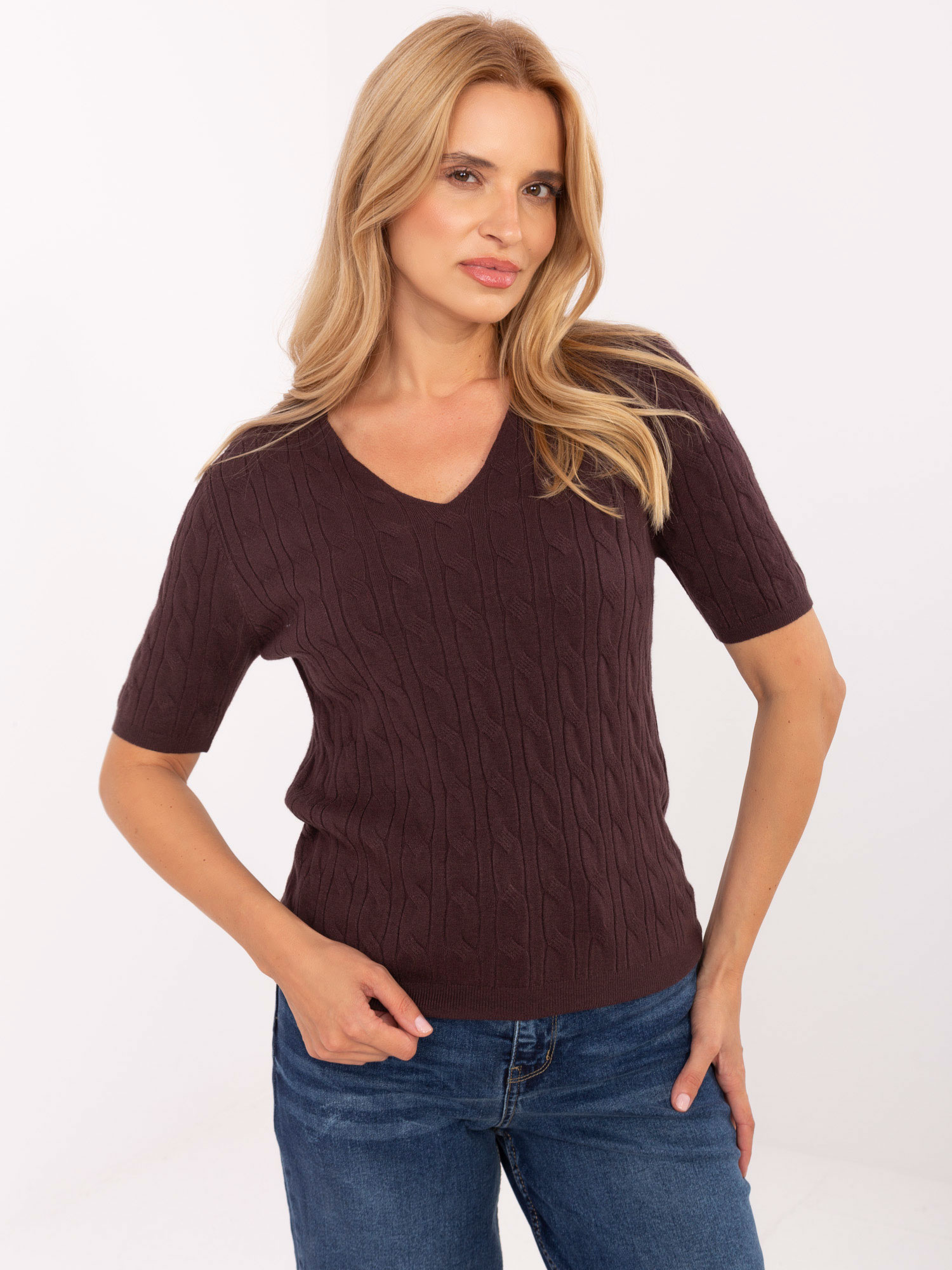 Sweter , ciemny brązowy - Factory Price