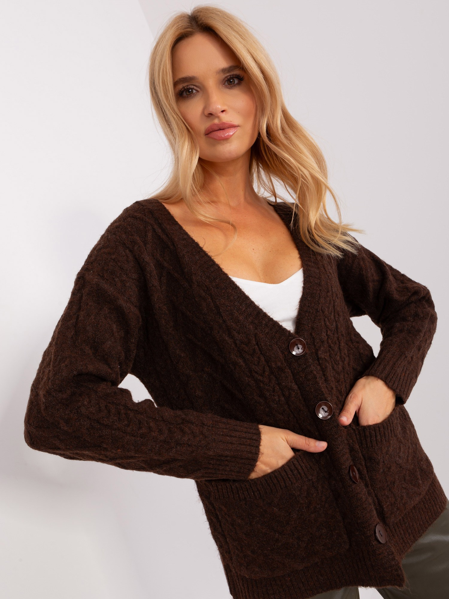 Sweter , ciemny brązowy - Wool Fashion Italia