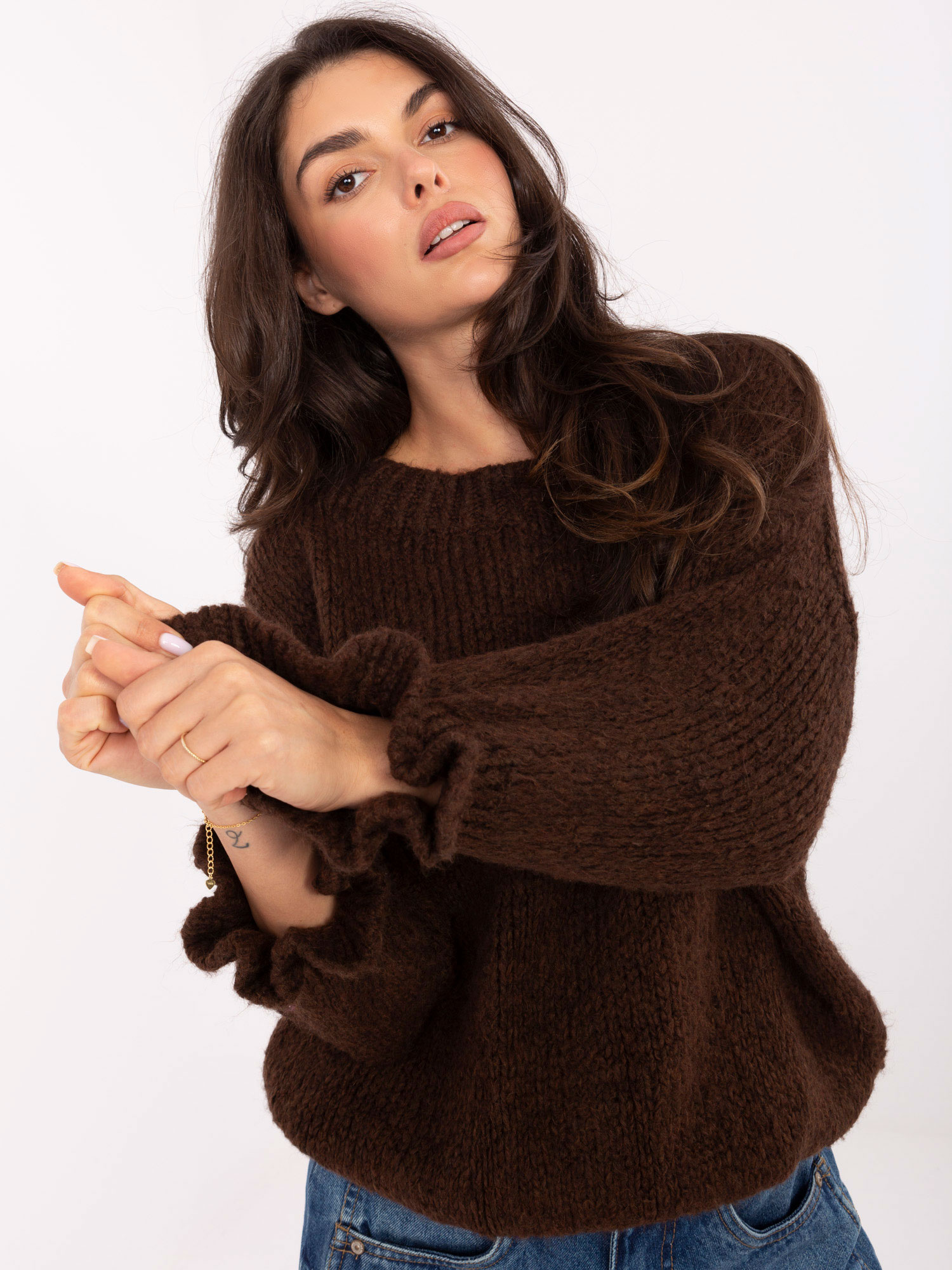 Sweter , ciemny brązowy - ITALY MODA