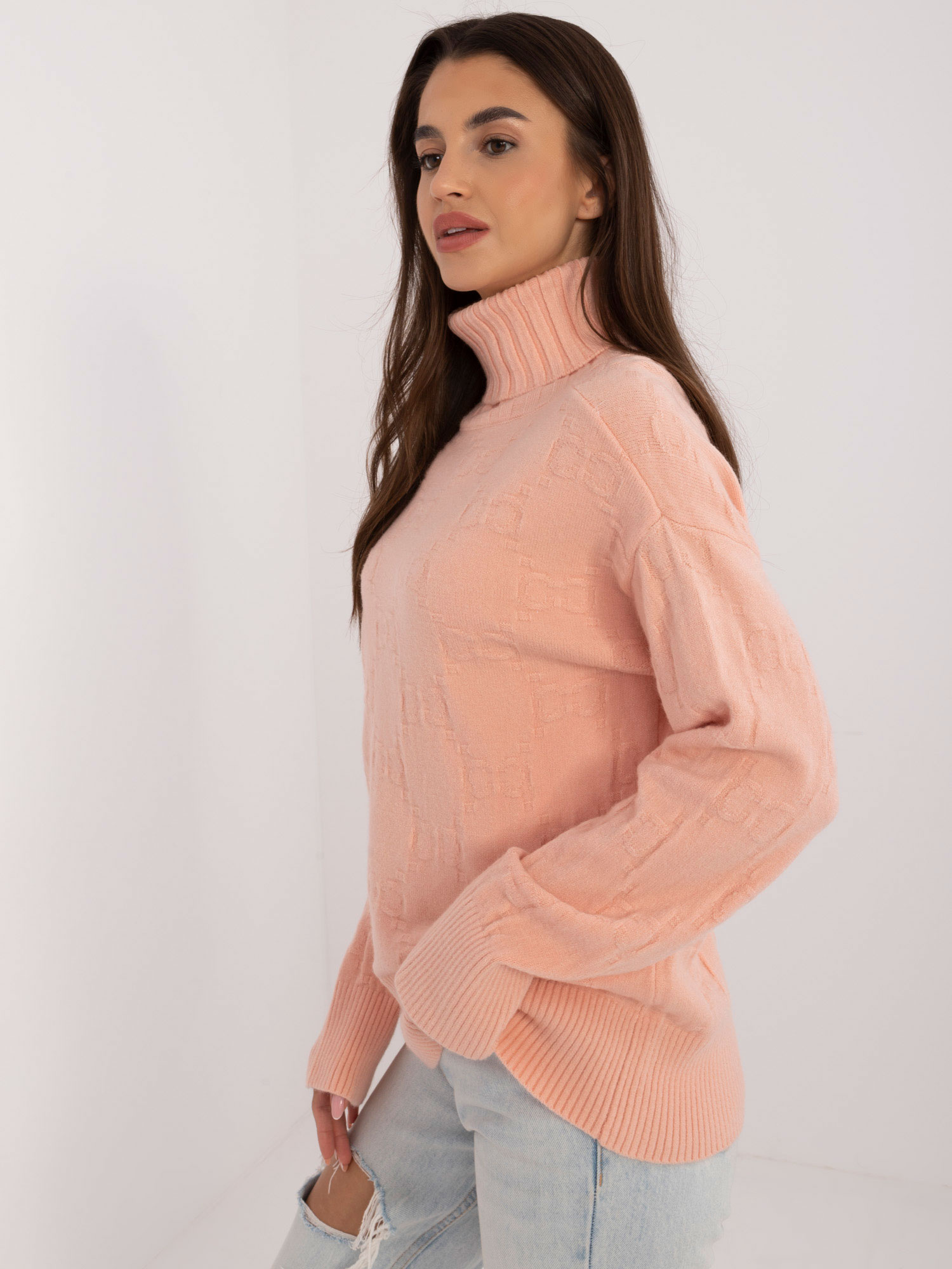 Sweter , łososiowy - Wool Fashion Italia