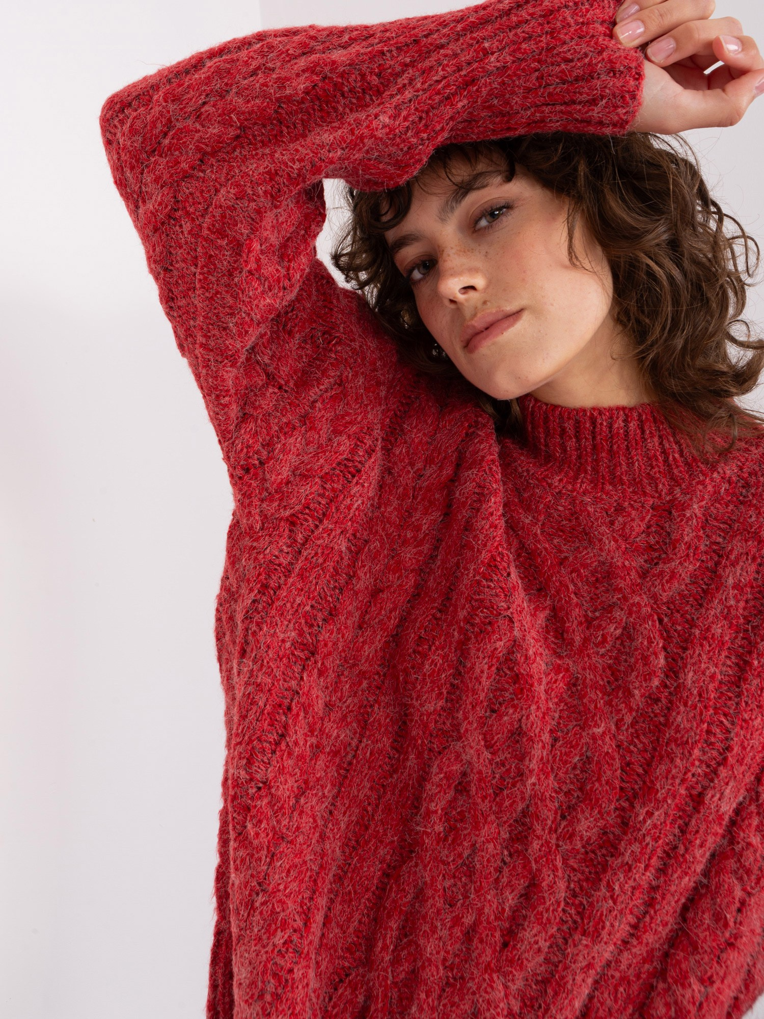 Sweter , ciemny czerwony - Wool Fashion Italia
