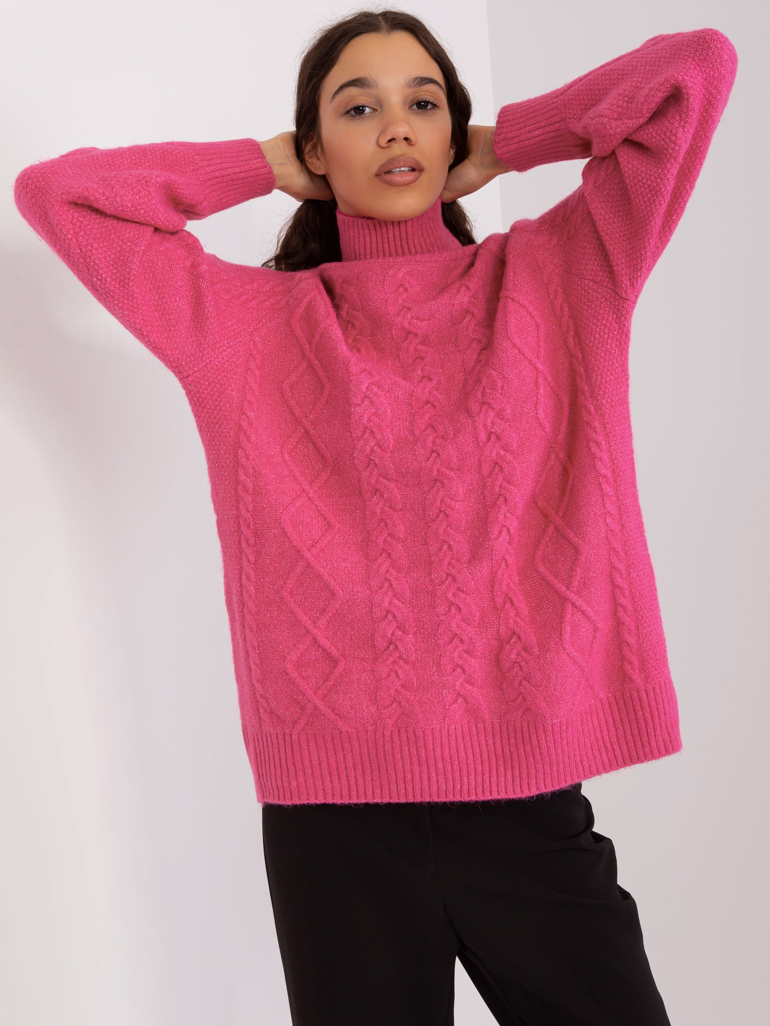 Sweter , ciemny różowy - Wool Fashion Italia