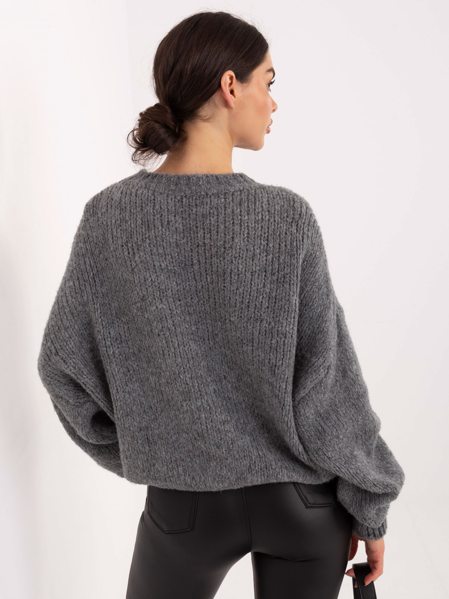 Sweter , ciemny szary - ITALY MODA - obrazek 2