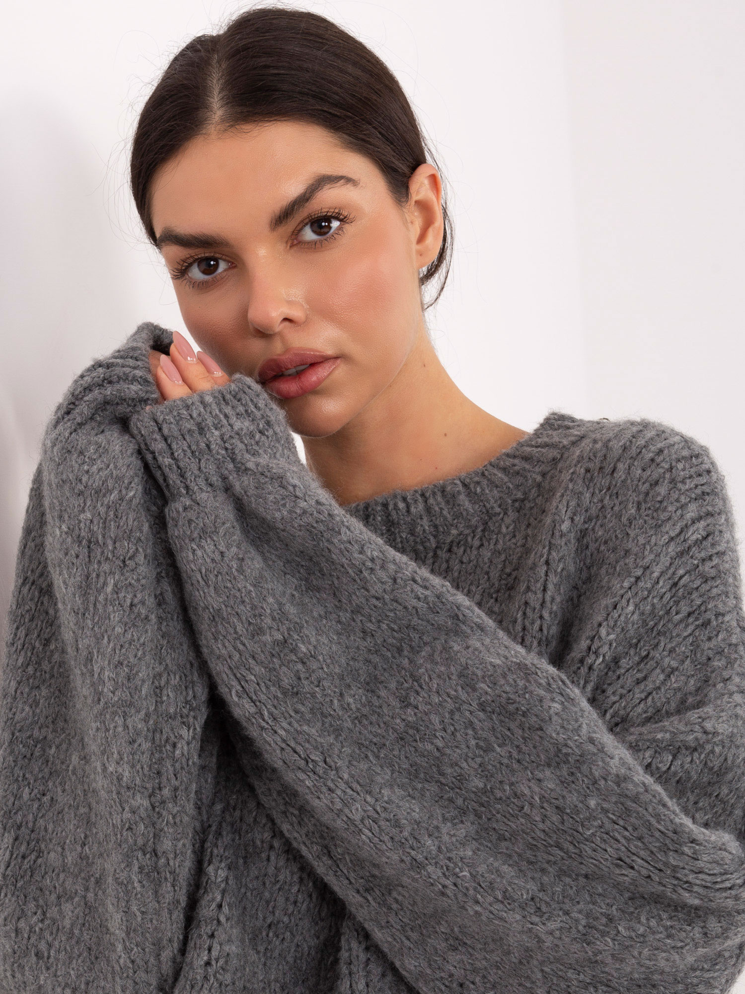 Sweter , ciemny szary - ITALY MODA - obrazek 3