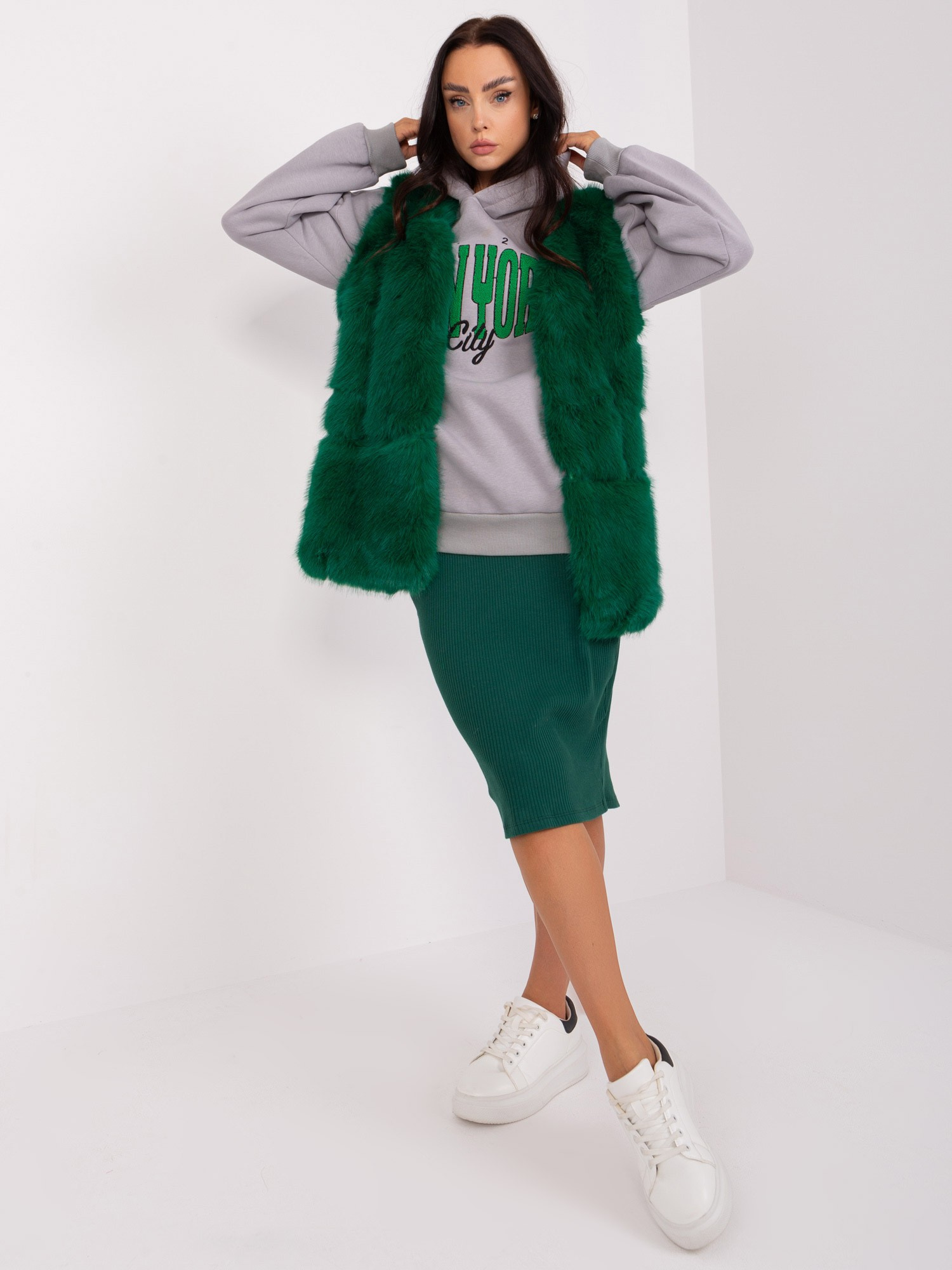 Kamizelka , ciemny zielony - Wool Fashion Italia
