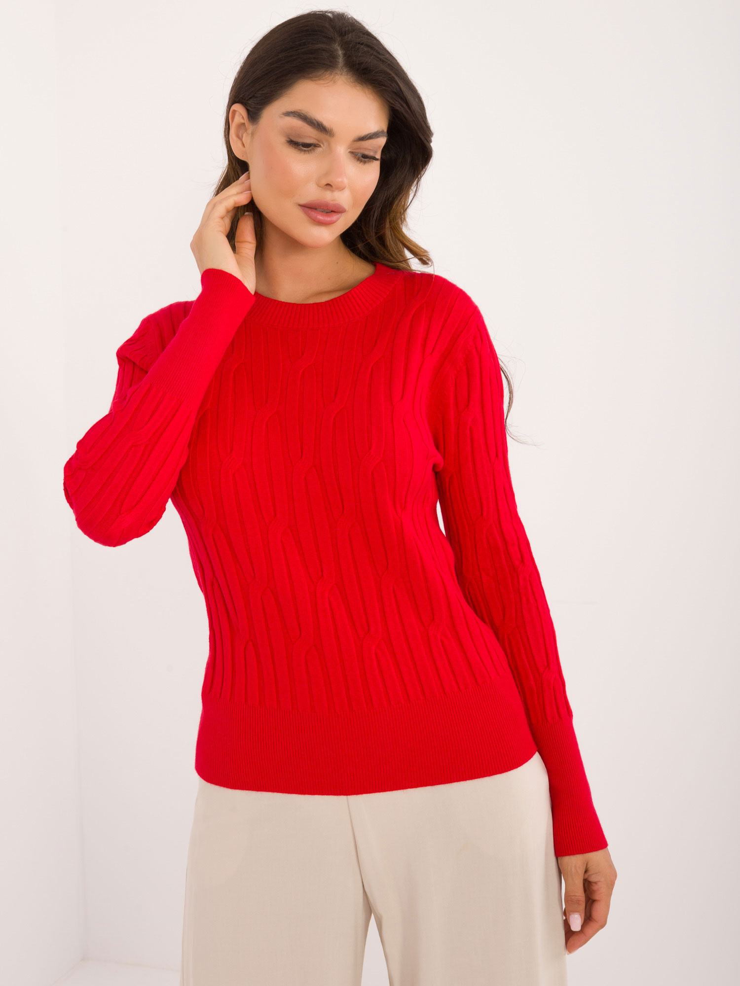 Sweter , ciemny czerwony - Wool Fashion Italia