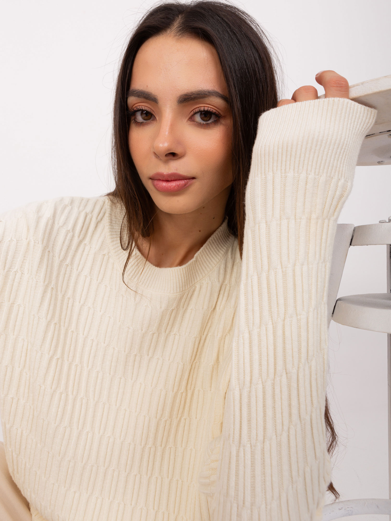 Sweter , jasny beżowy - Wool Fashion Italia