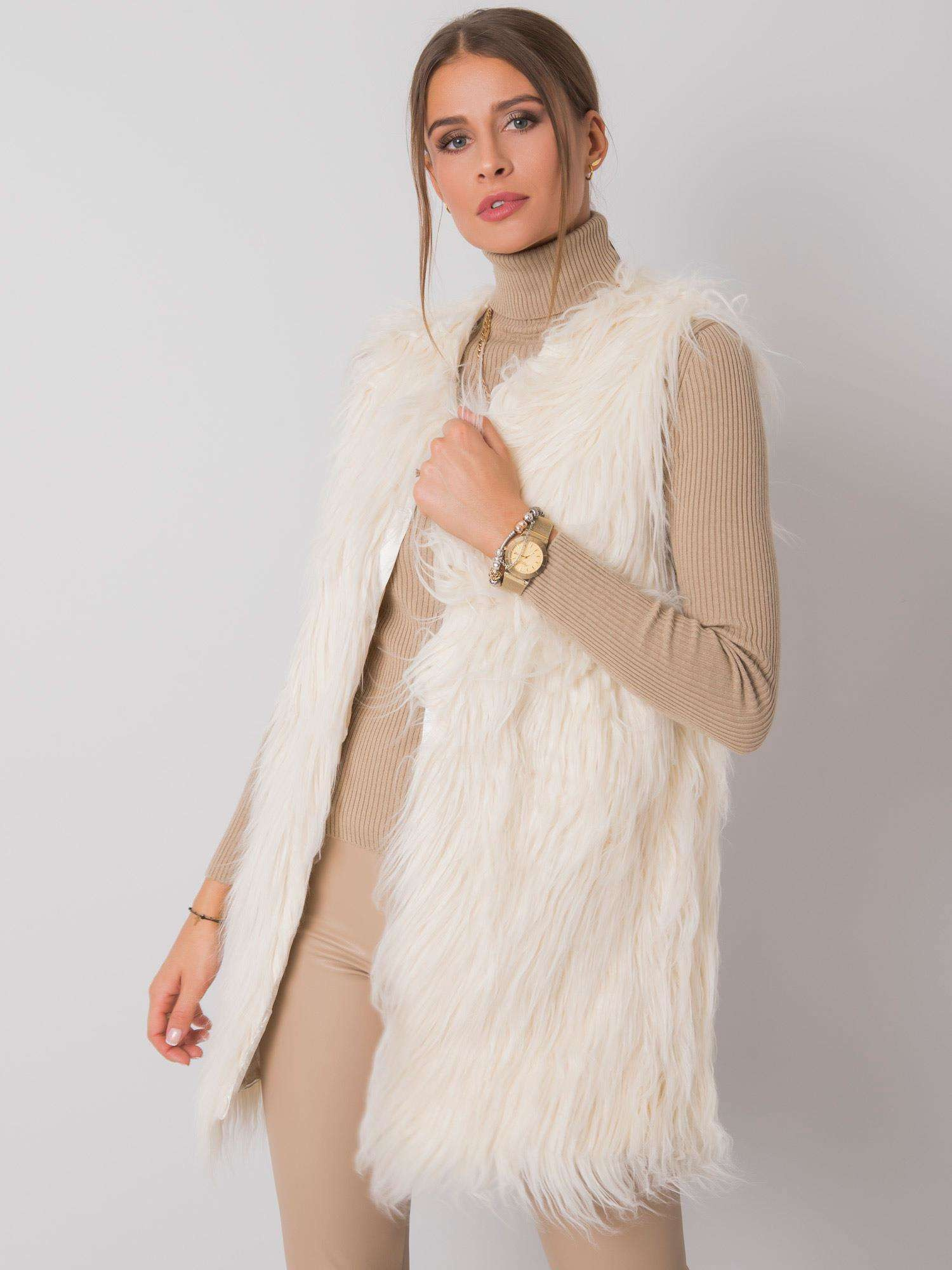 Kamizelka , ecru - Wool Fashion Italia
