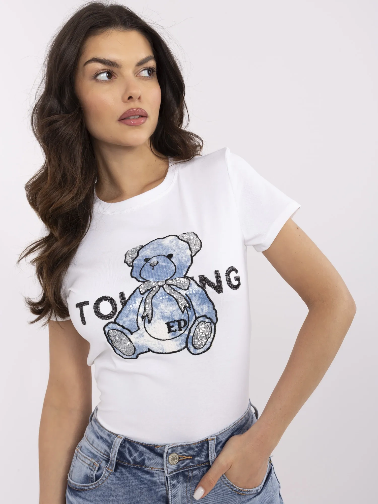 T-shirt , biało-niebieski - Vinceotto