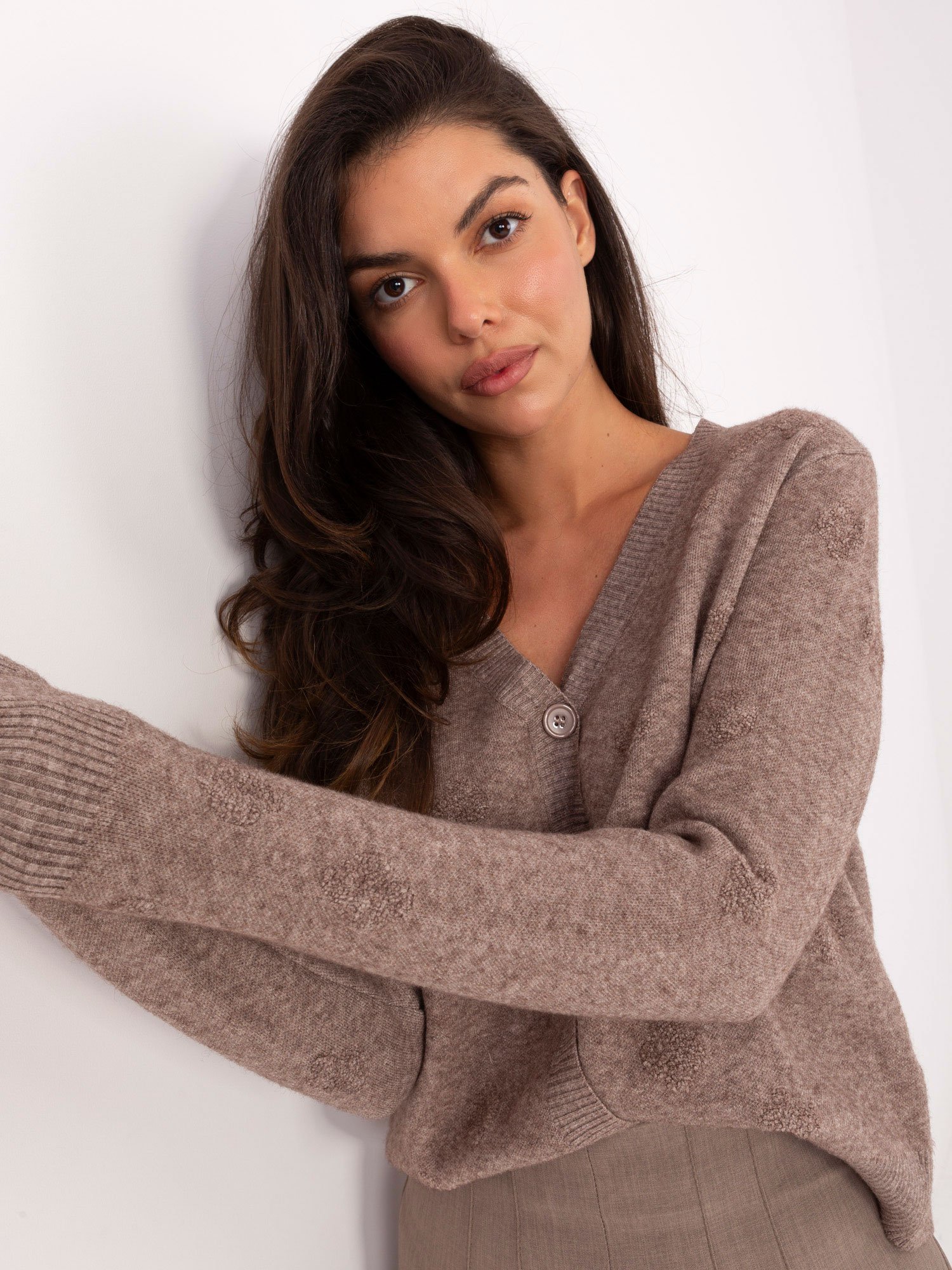 Sweter , ciemny bezowy - ITALY MODA