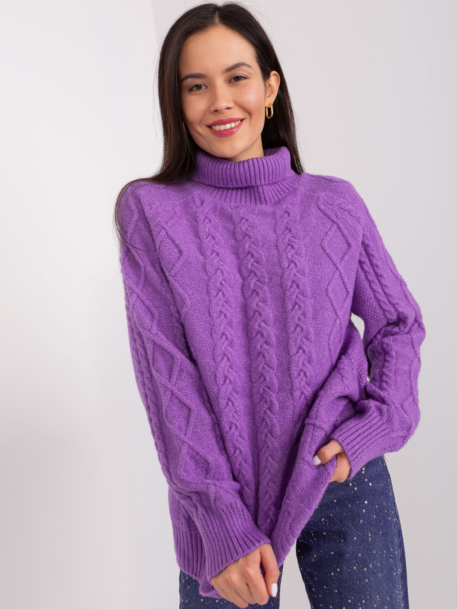 Sweter , fioletowy - Wool Fashion Italia