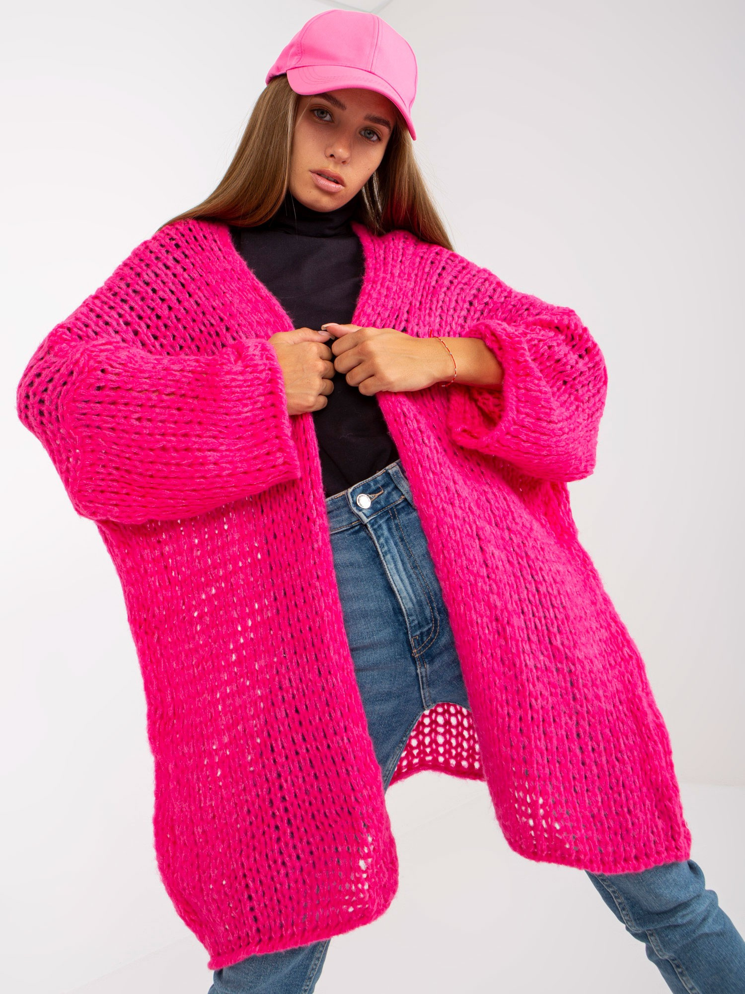 Sweter , fluo różowy - Och Bella