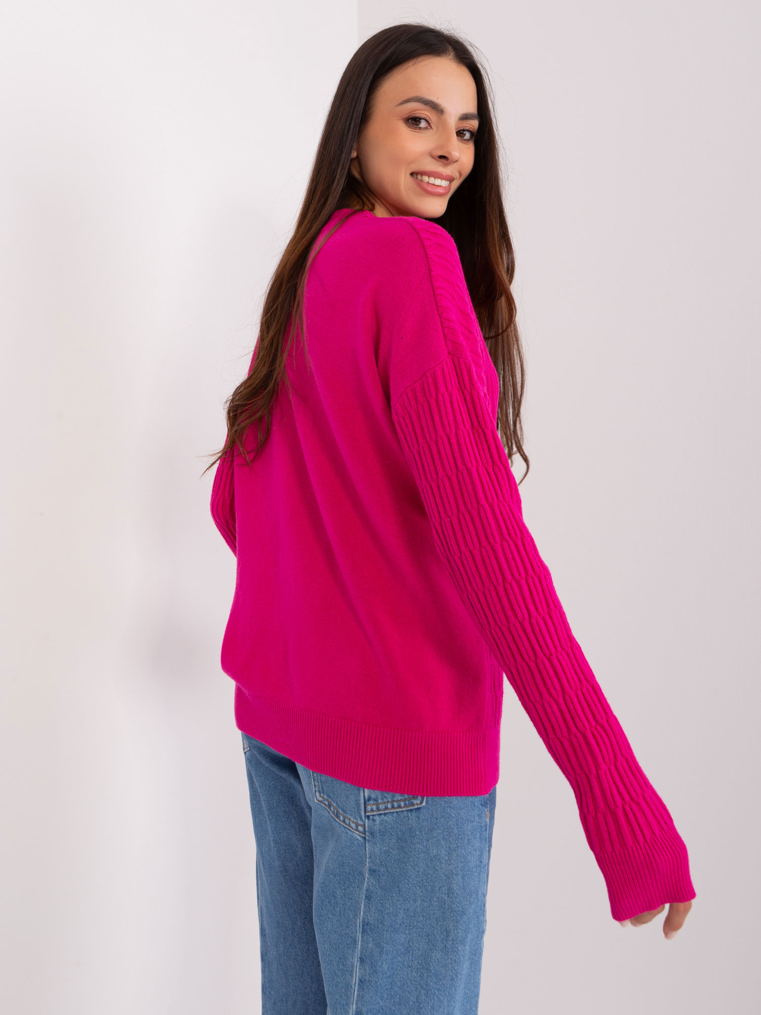 Sweter , fuksjowy - Wool Fashion Italia
