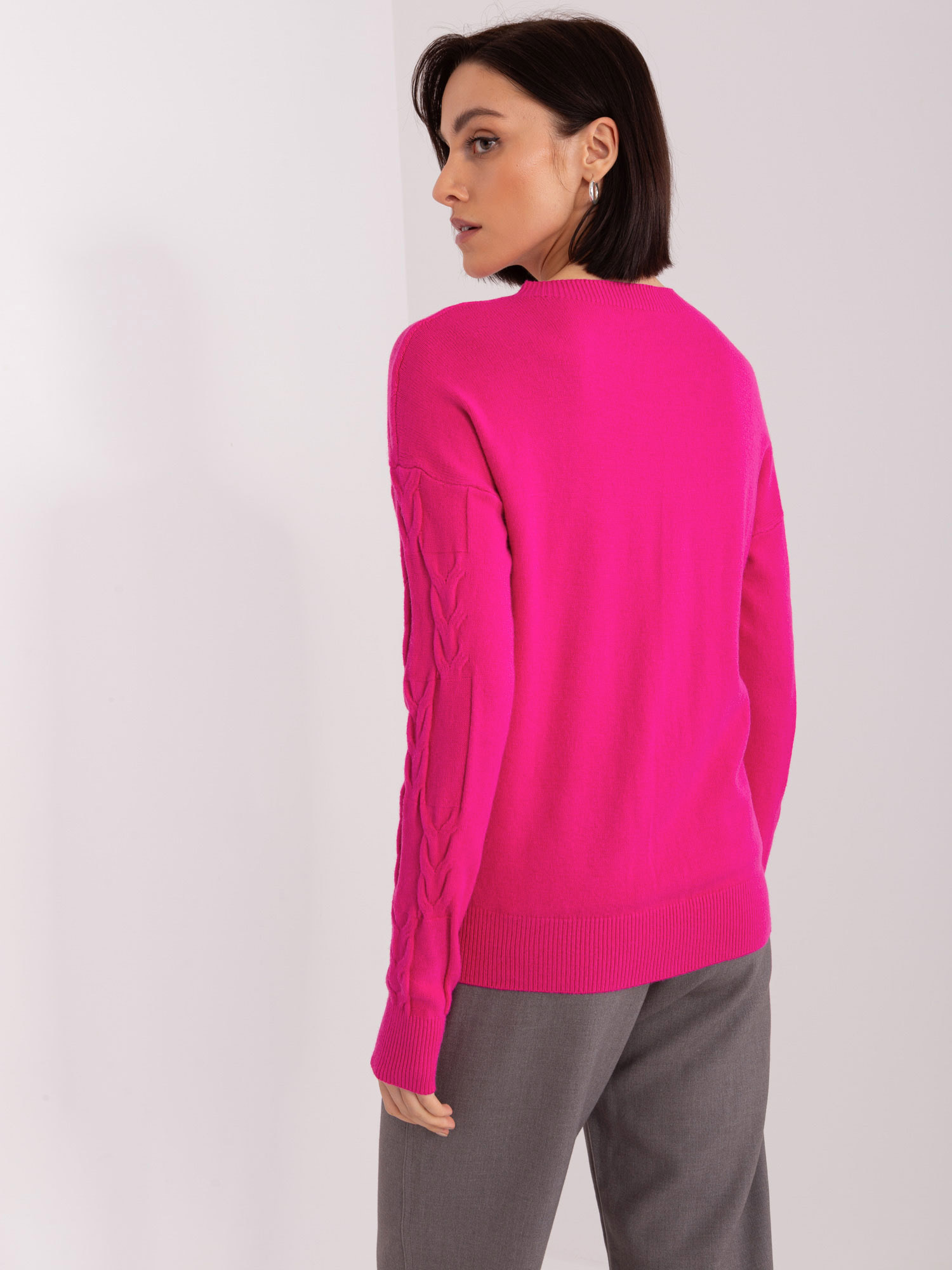 Sweter , fuksjowy - Wool Fashion Italia