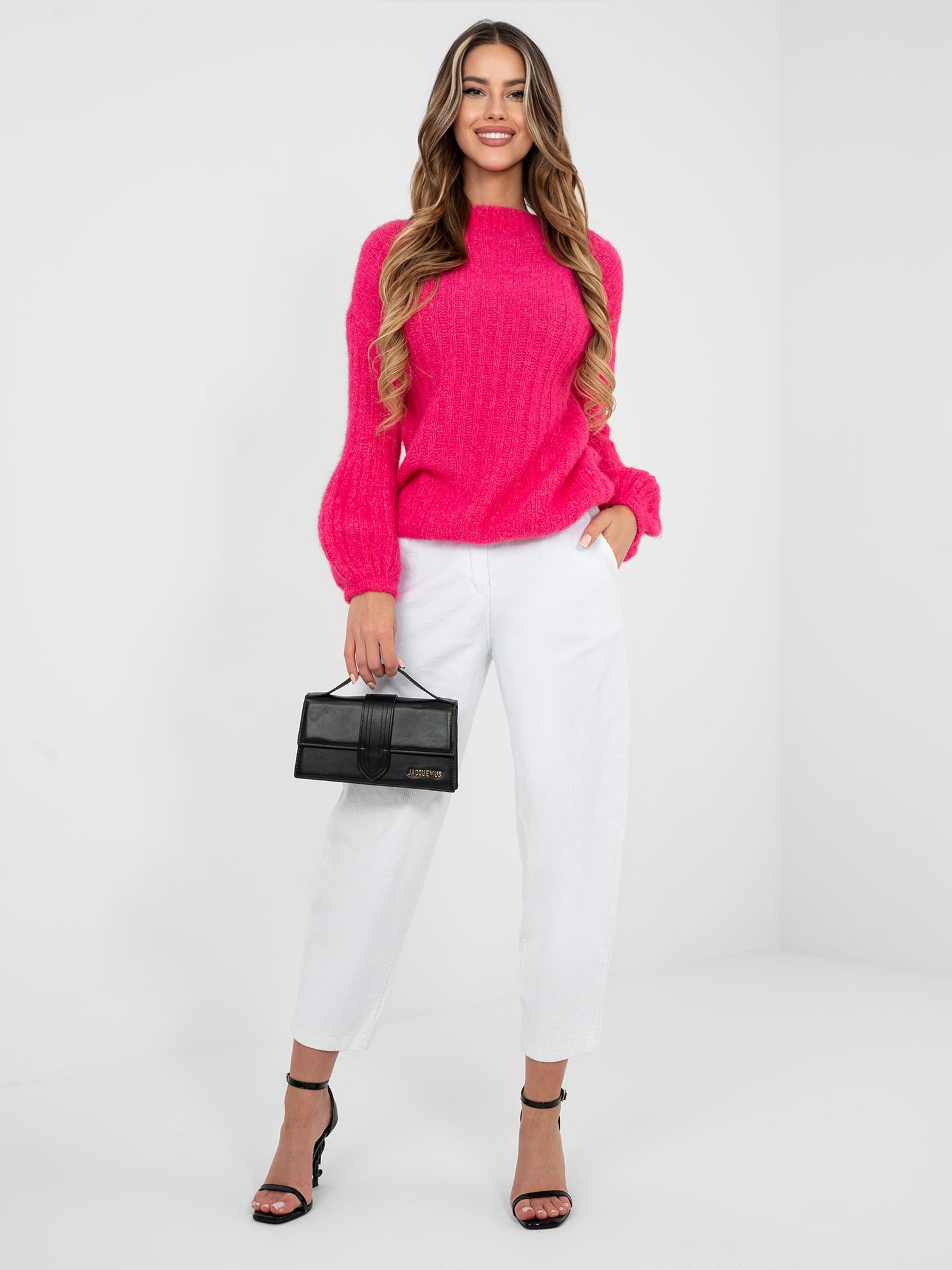 Sweter , fuksjowy - ITALY MODA - obrazek 4