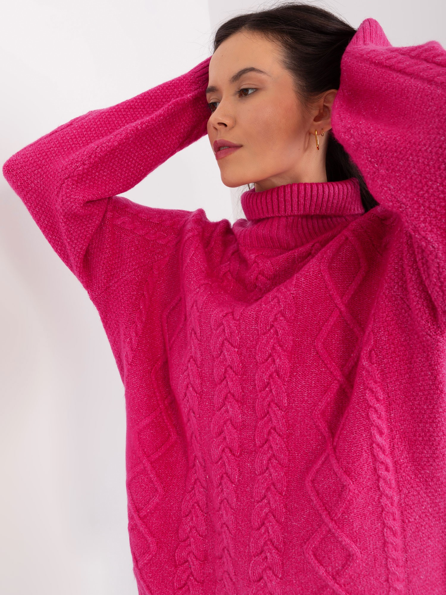 Sweter , fuksjowy - Wool Fashion Italia