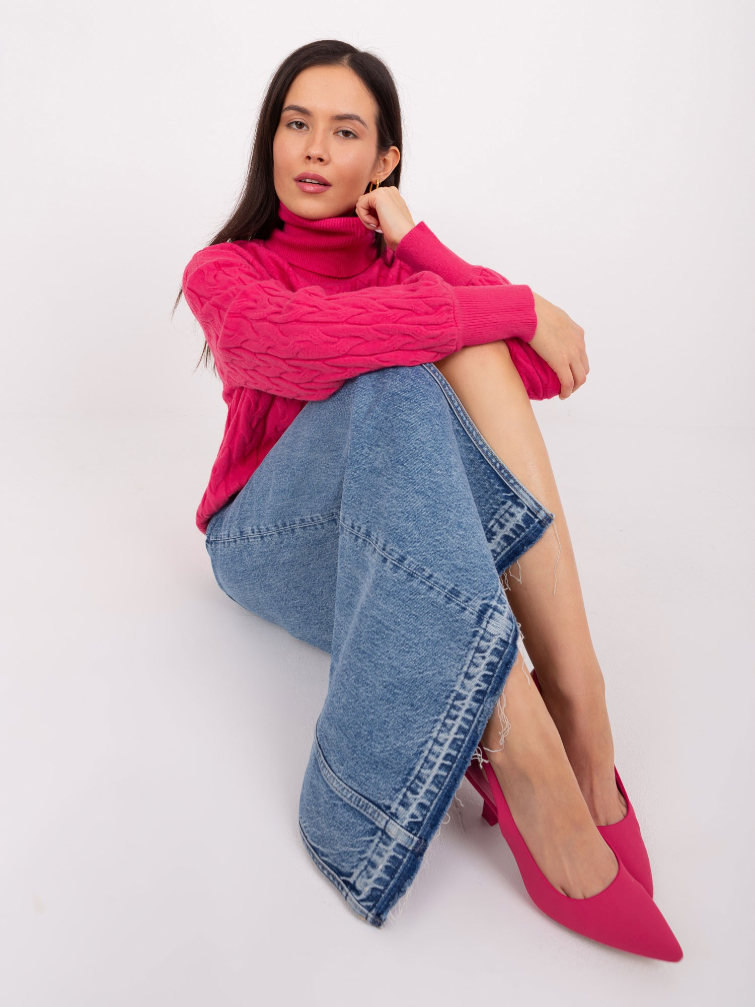 Sweter , fuksjowy - Wool Fashion Italia