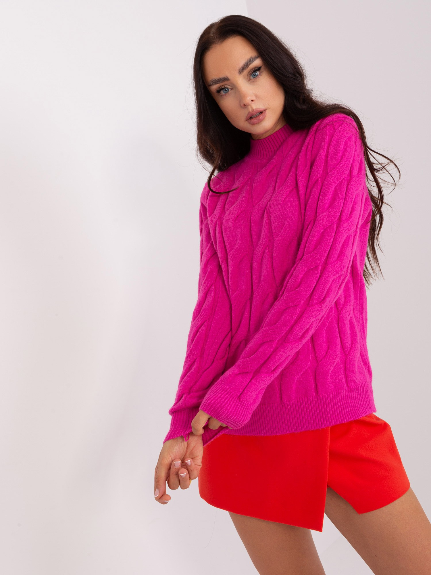 Sweter , fuksjowy - Wool Fashion Italia