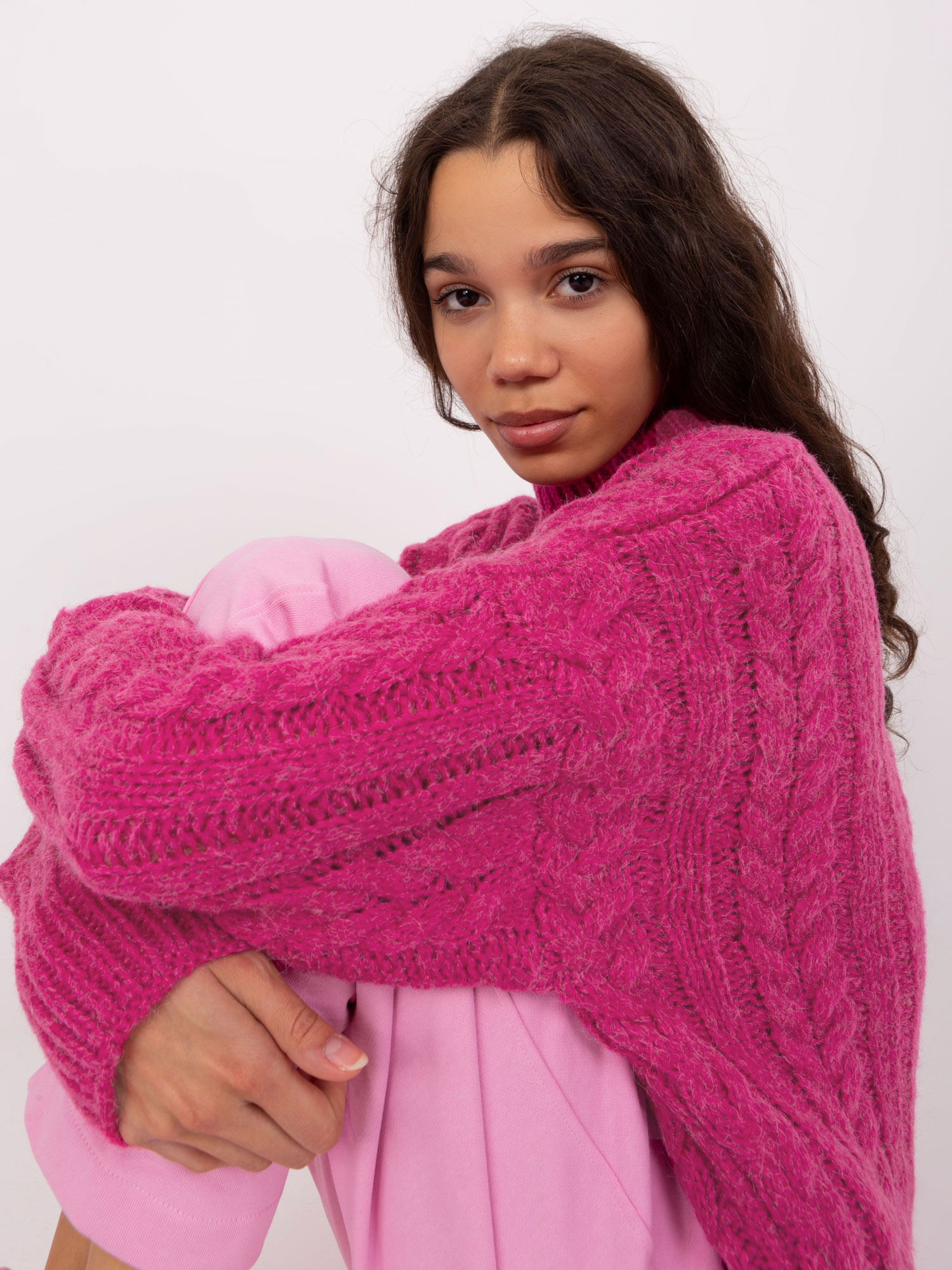 Sweter , fuksjowy - Wool Fashion Italia