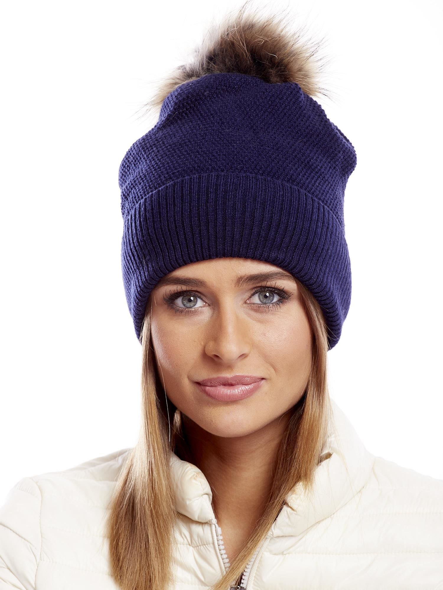 Czapka , granatowy - Wool Fashion Italia