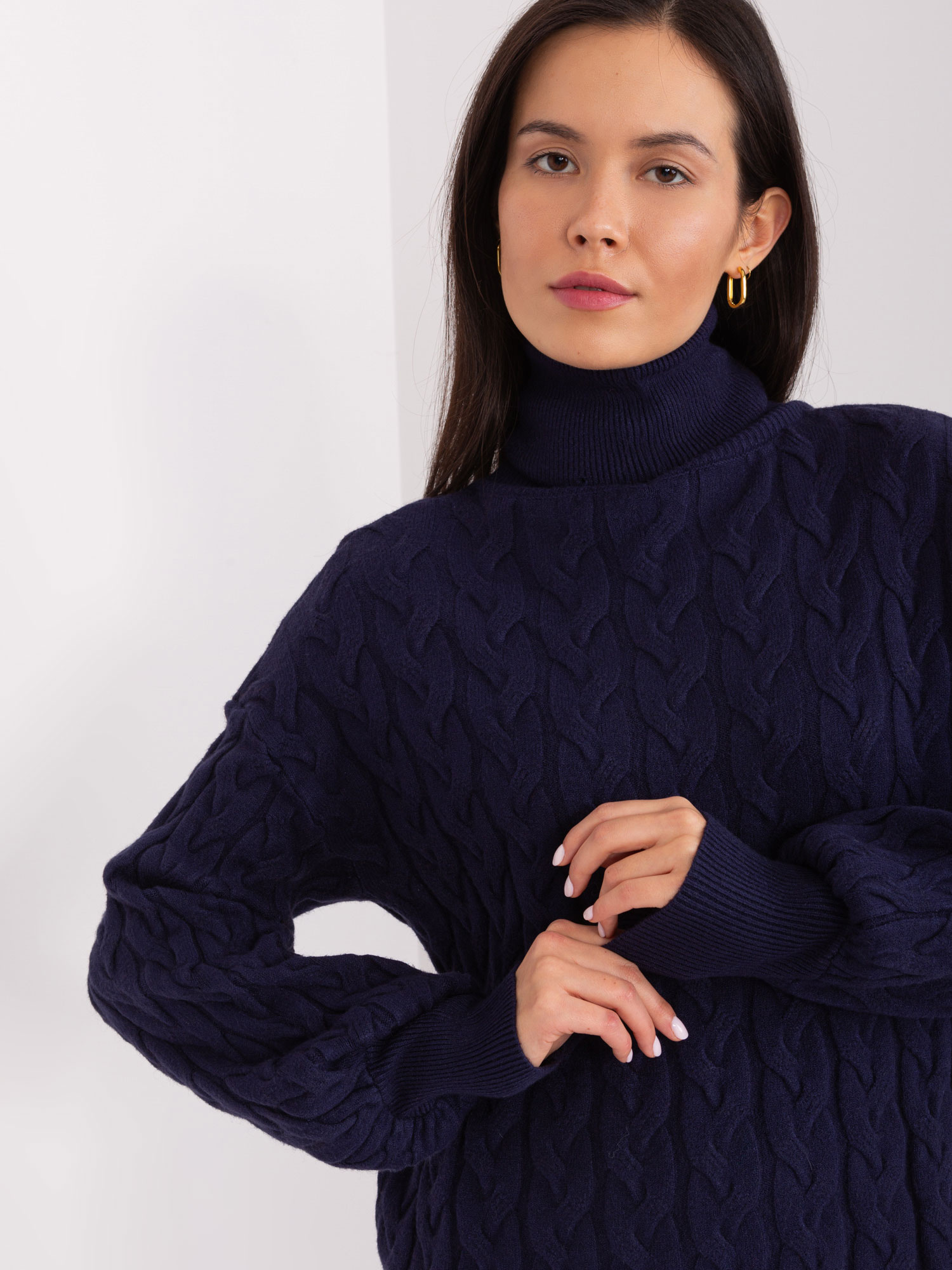 Sweter , granatowy - Wool Fashion Italia