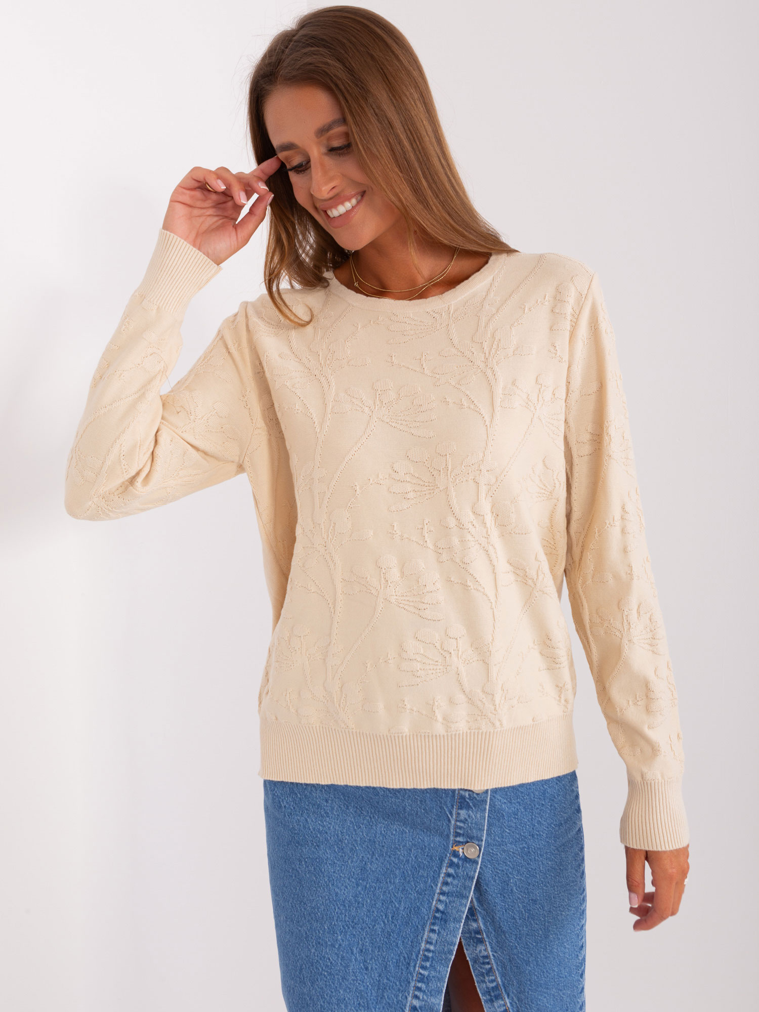 Sweter , jasny beżowy - Wool Fashion Italia