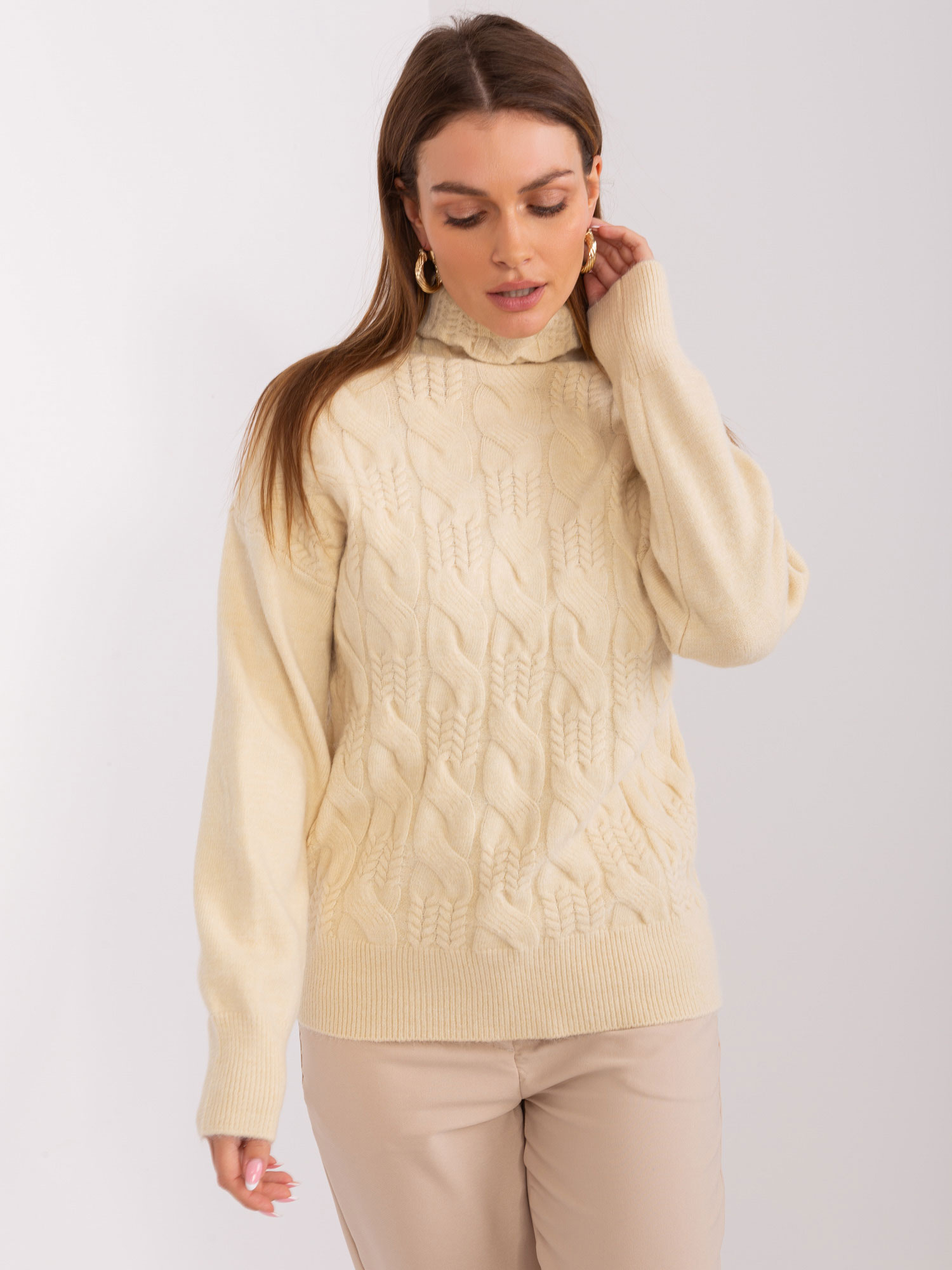 Sweter , jasny beżowy - Wool Fashion Italia