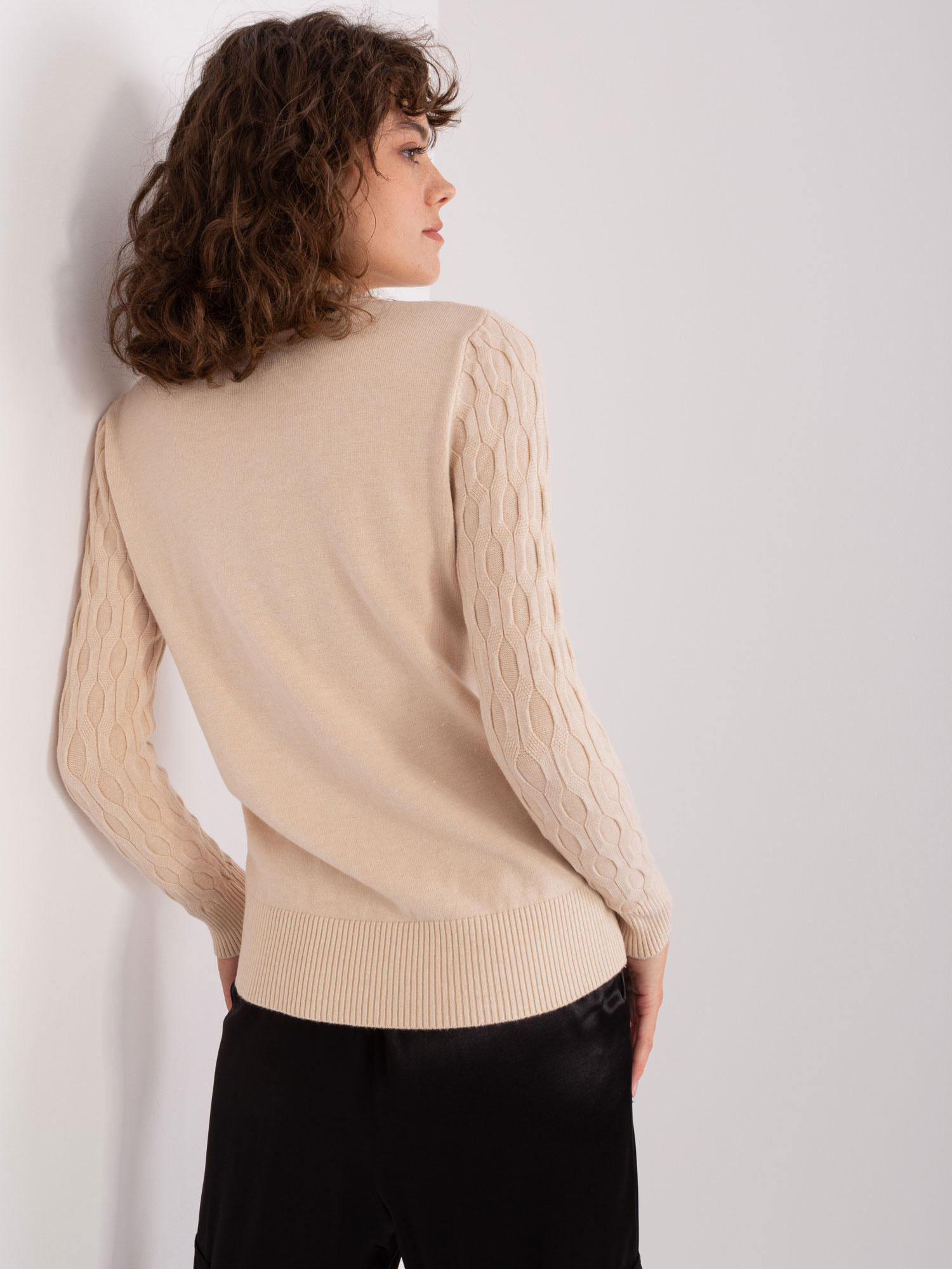 Sweter , jasny beżowy - Wool Fashion Italia