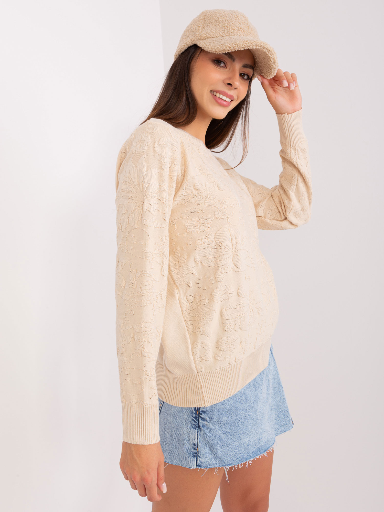 Sweter , jasny beżowy - Wool Fashion Italia
