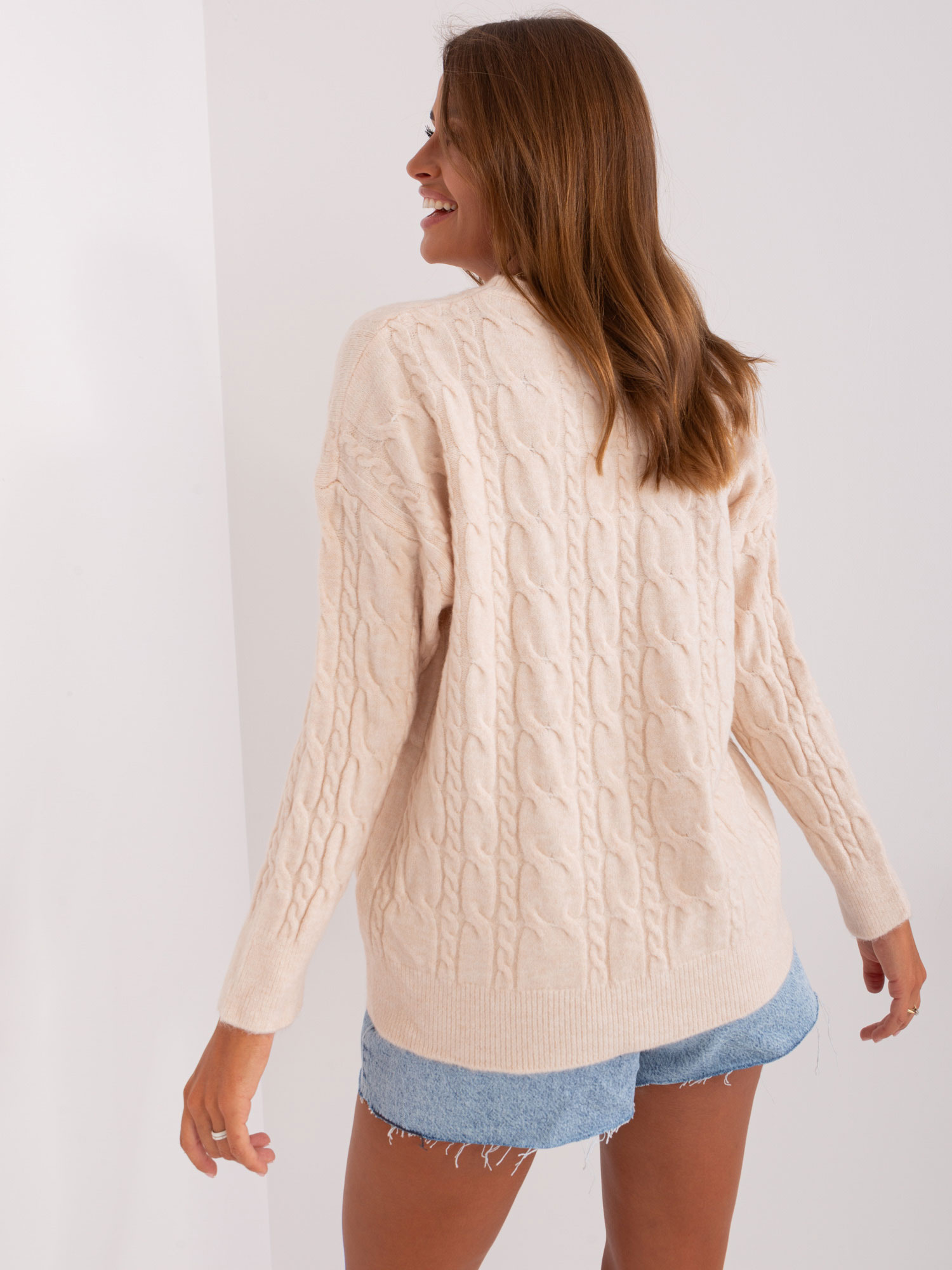 Sweter , jasny beżowy - Wool Fashion Italia